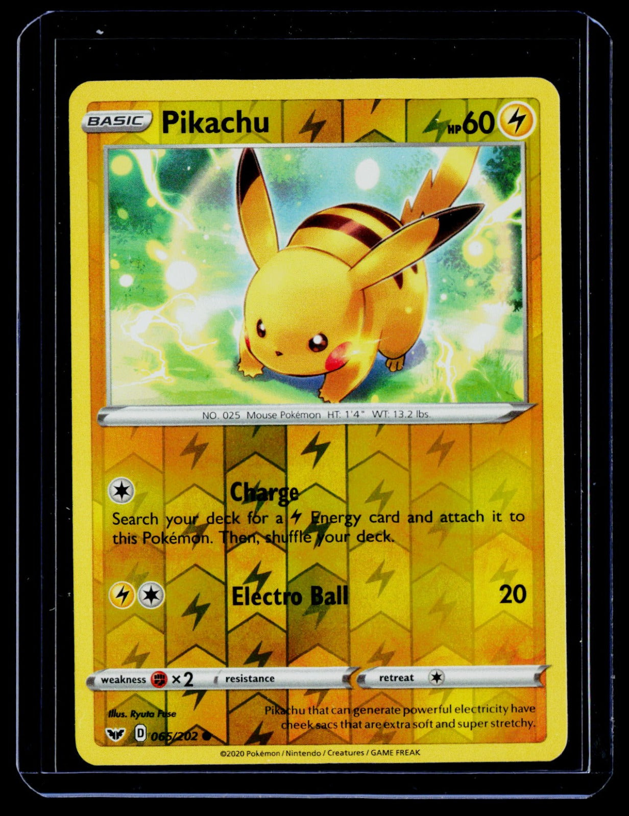 Pikachu Reverse Holo SWSH01: Sword & Shield Base Set 065/202 NM