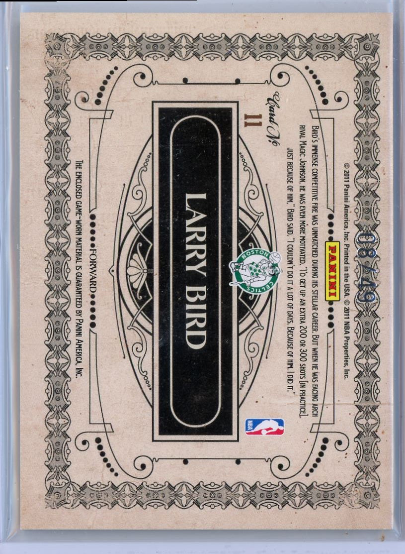 2011 Gold Standard Patch /49 Game Worn Larry Bird 11