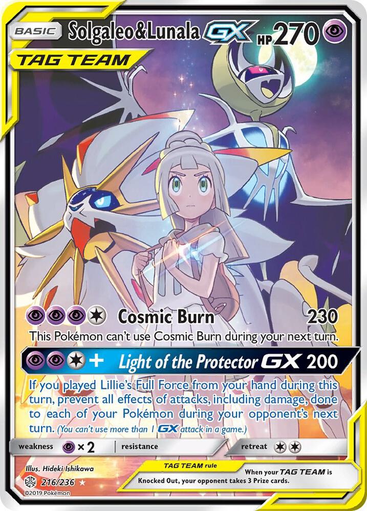 Solgaleo & Lunala GX (Full Art) Ultra Rare SM - Cosmic Eclipse 216/236 NM