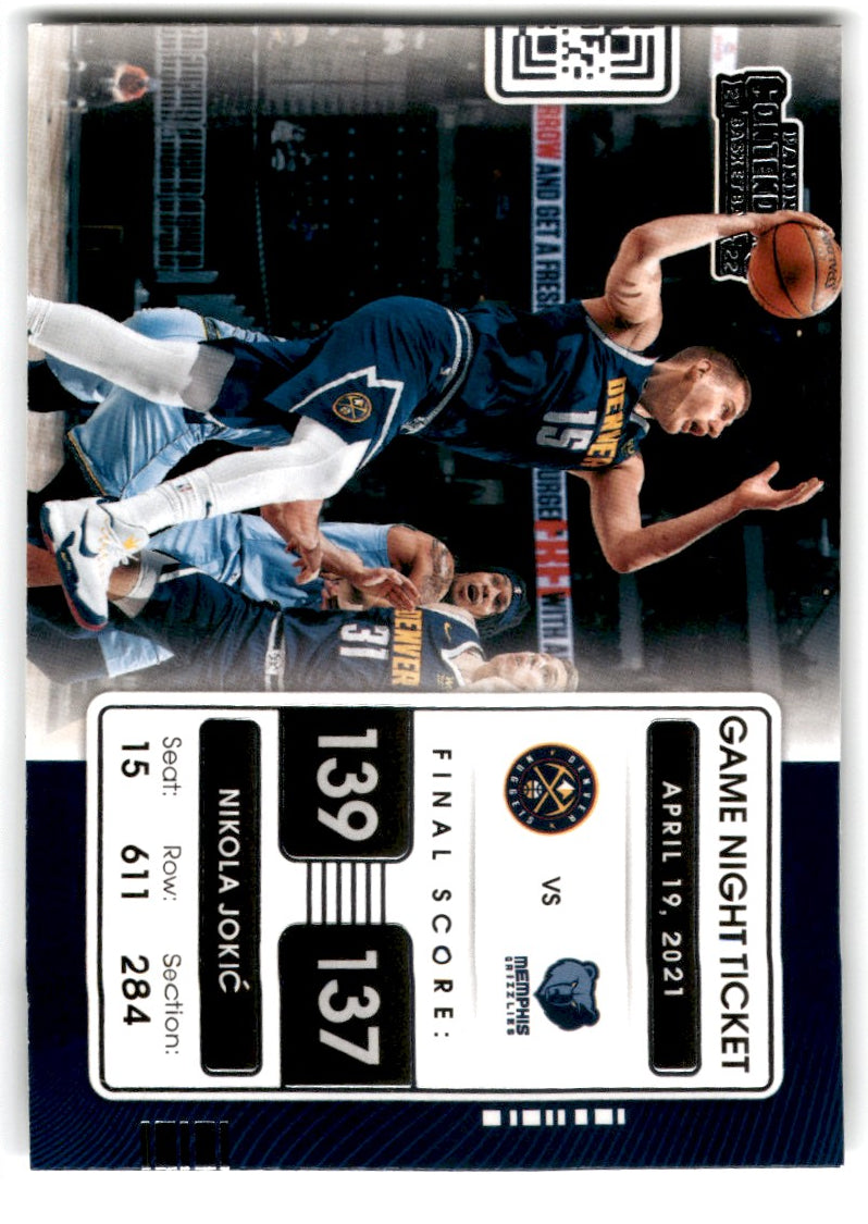 2021 Panini Contenders Game Night Ticket Nikola Jokic Card 16 Default Title