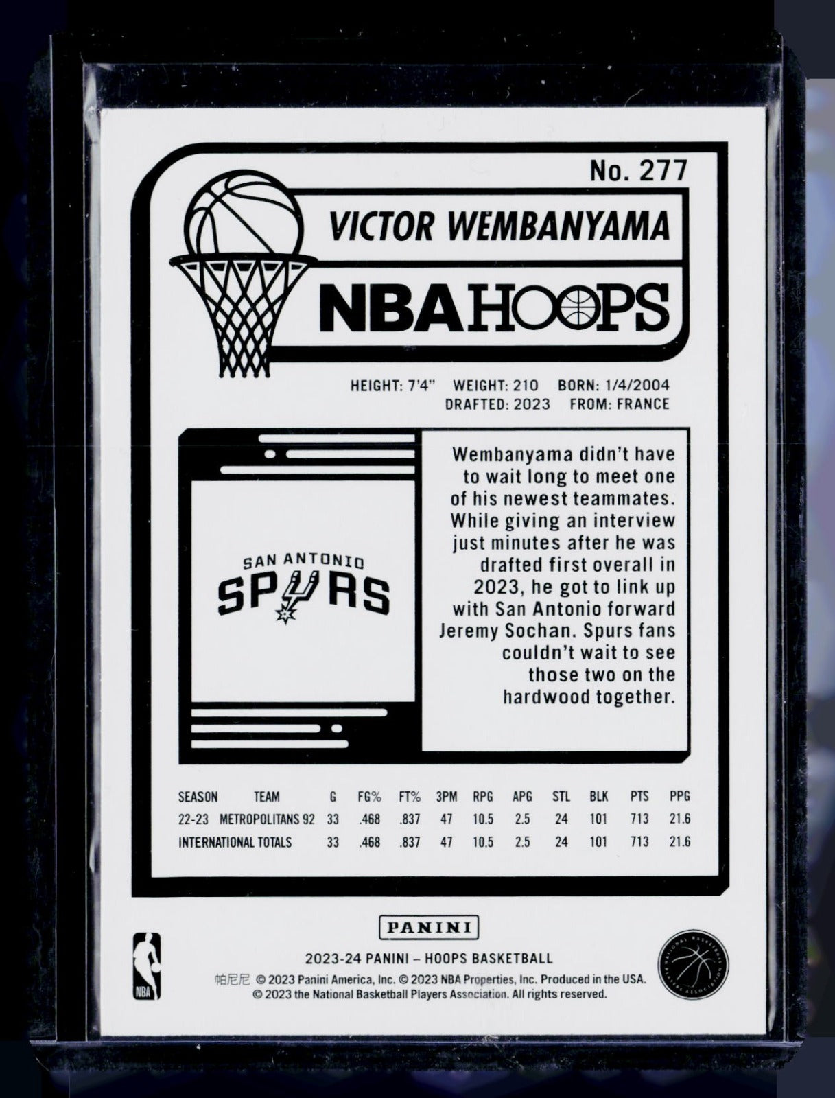 Victor Wembanyama Hoops 277 NM