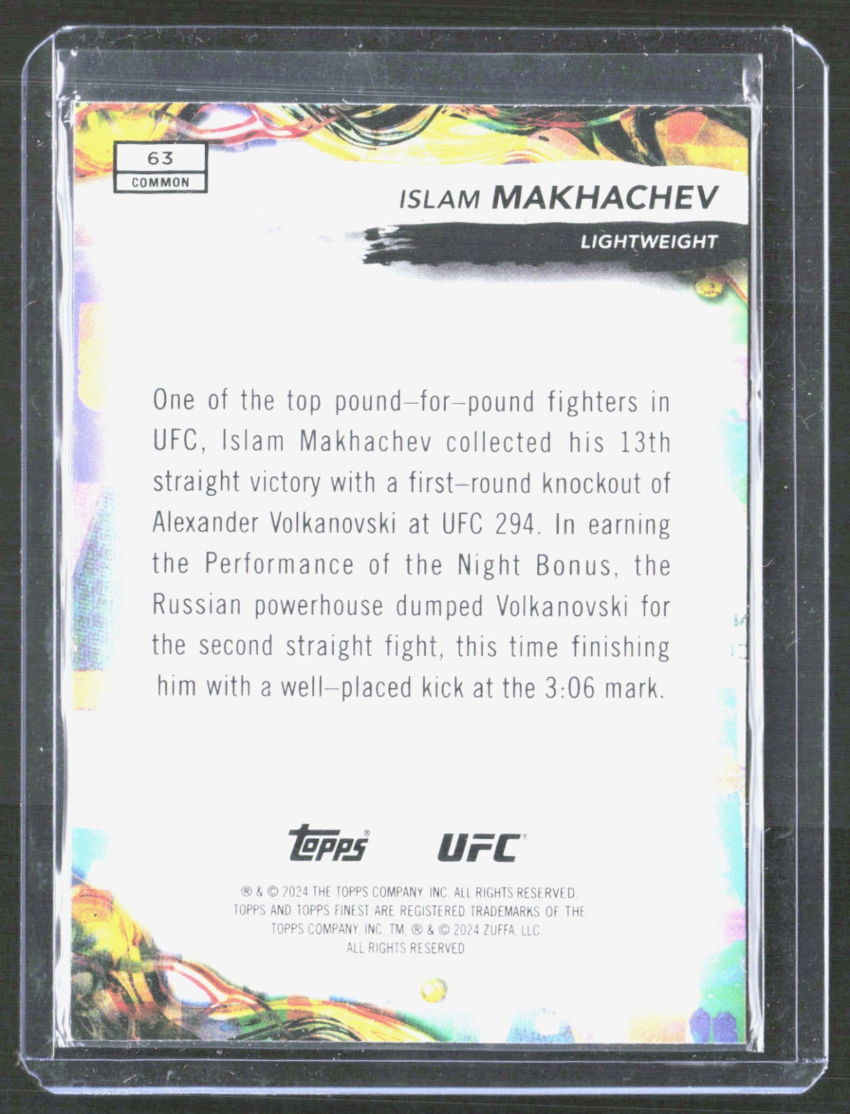 2024 Topps Finest UFC - Aqua Glitter Refractors Islam Makhachev 63 UFC