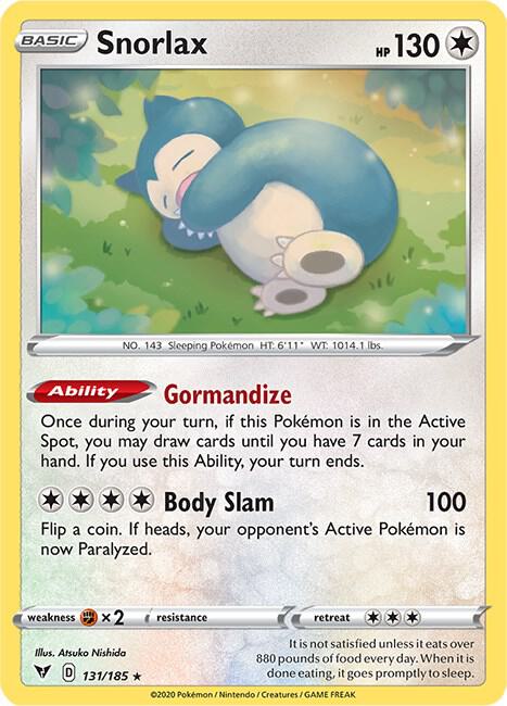Snorlax Holo Rare SWSH04: Vivid Voltage 131/185 NM