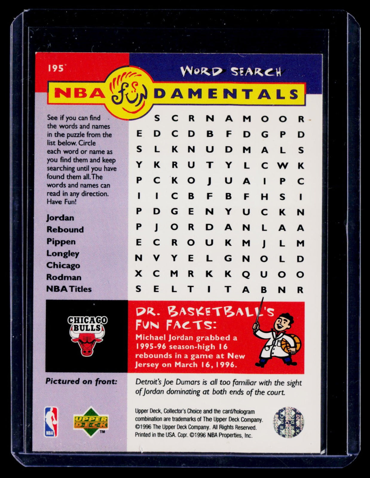 1996-97 Collector's Choice Michael Jordan 195 NBA Fundamentals