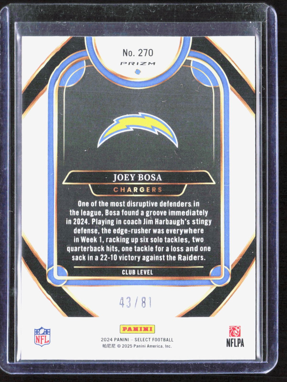 2024 Panini Select - Dragon Scale Prizm Joey Bosa 270 /81 Los Angeles Chargers