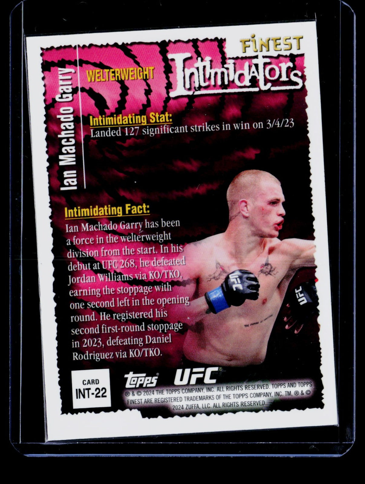 Ian Machado Garry Topps Finest UFC - Intimidators INT-22 NM