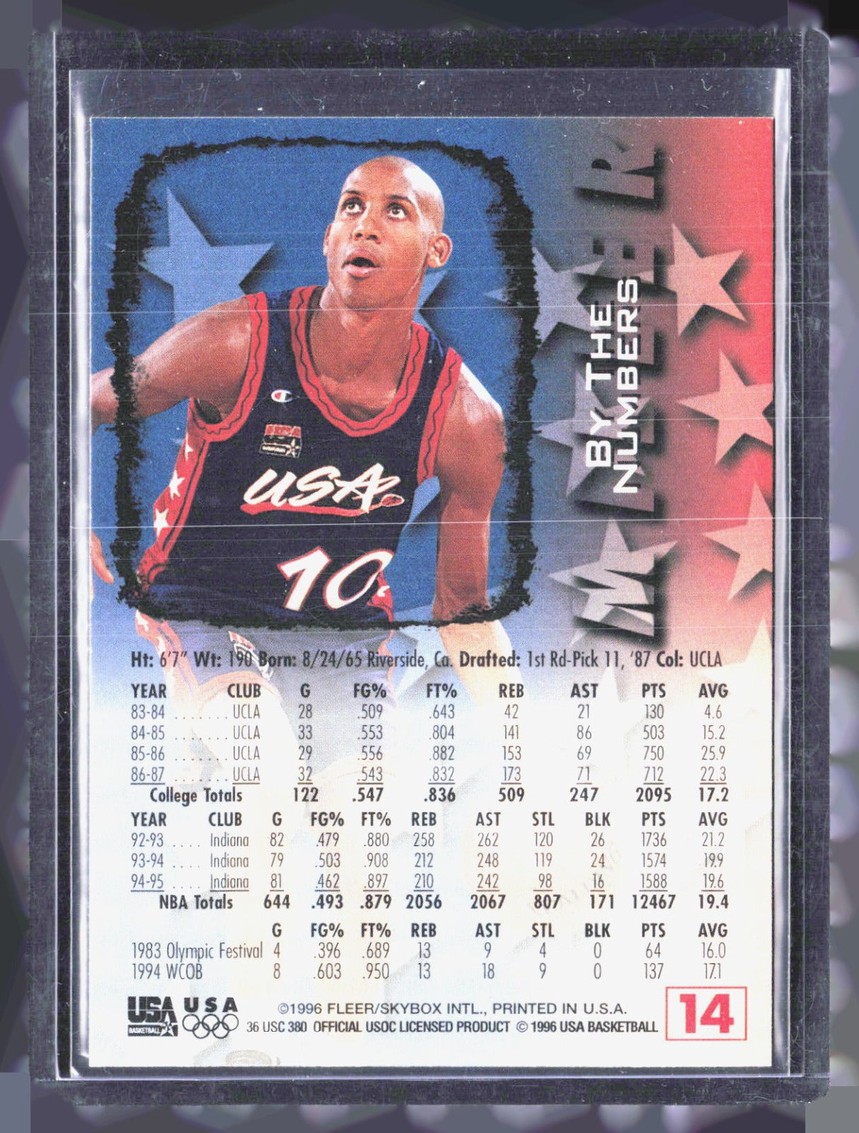 1996 Fleer USA Reggie Miller 14 Basketball USA