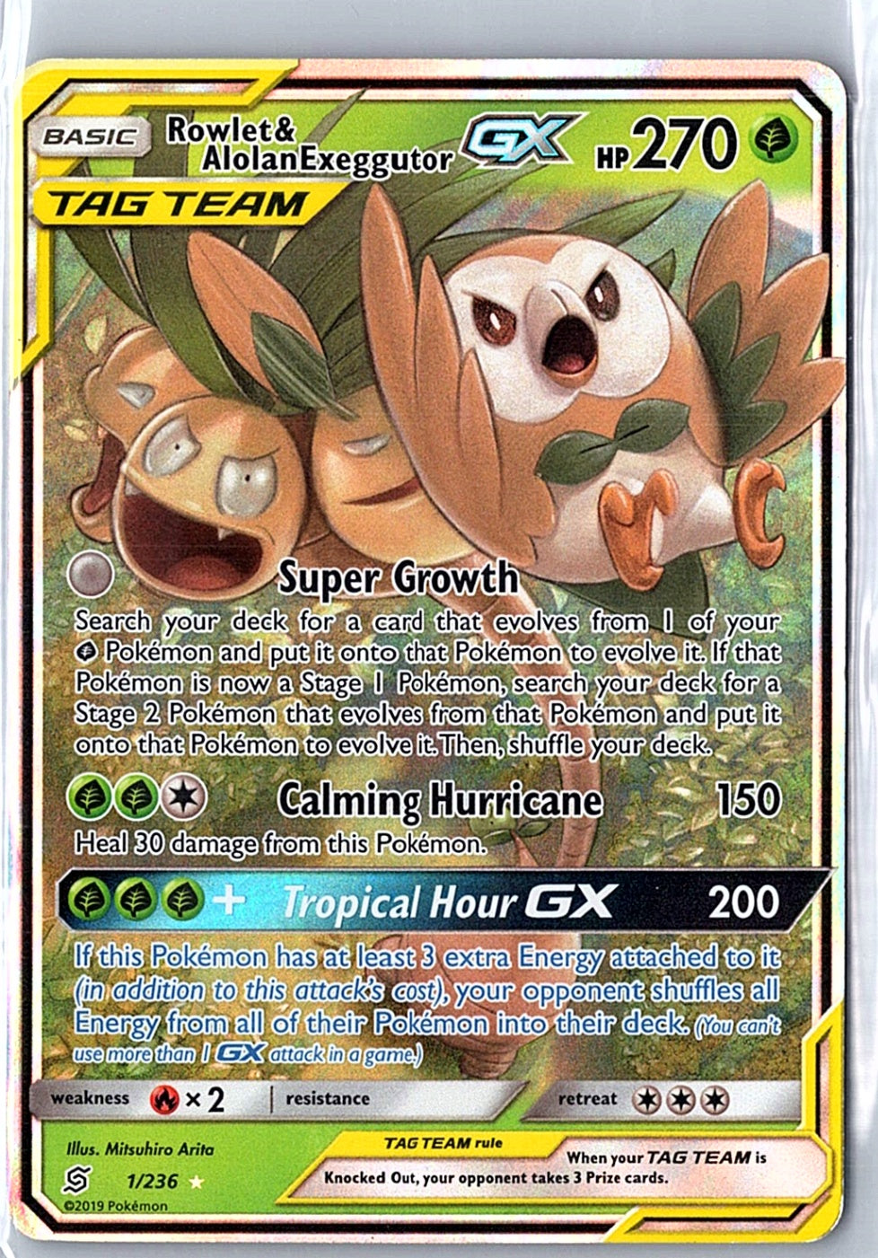 Rowlet & Alolan Exeggutor GX Ultra Rare SM - Unified Minds 1/236 MP