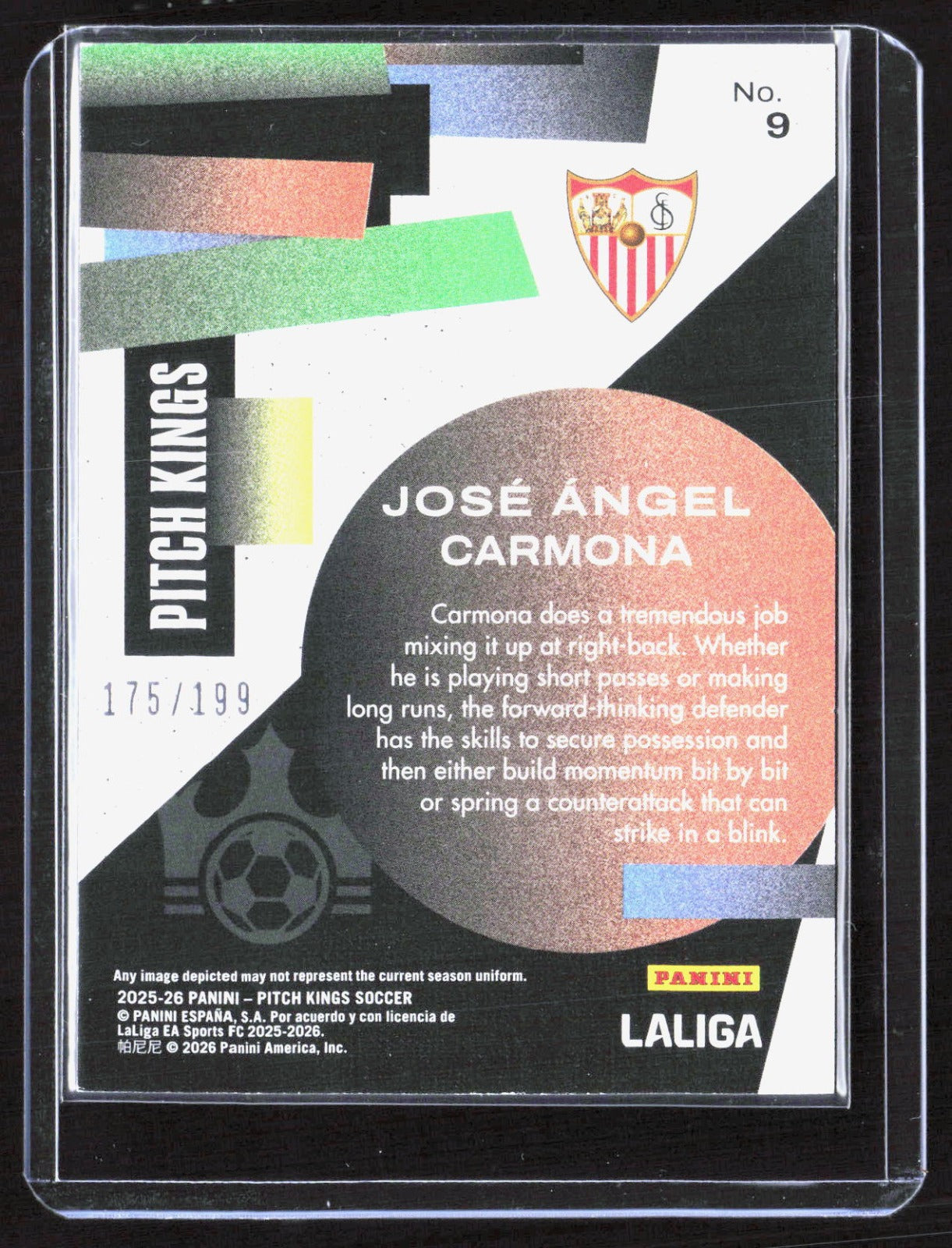Jose Angel Carmona Panini 2025-26 Pitch Kings Maestros Insert #9 Sevilla FC /199