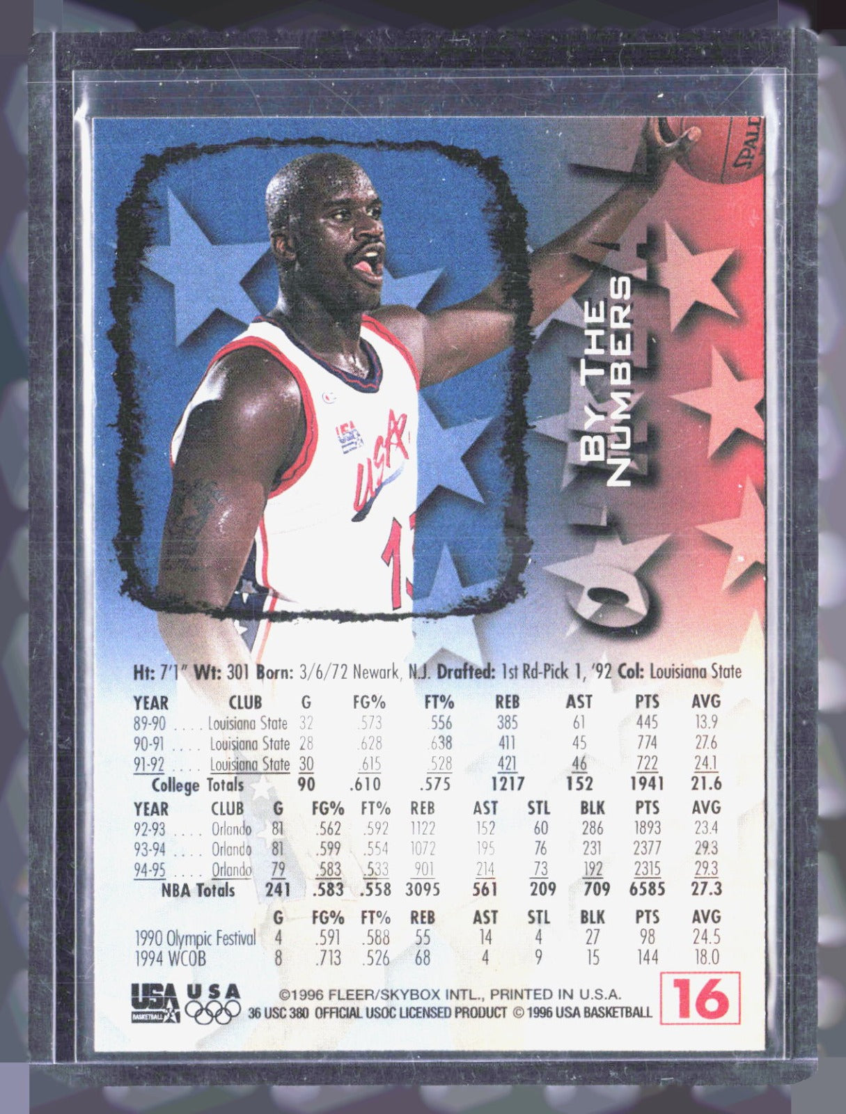 1996 Fleer USA Shaquille O'Neal 16 Basketball USA