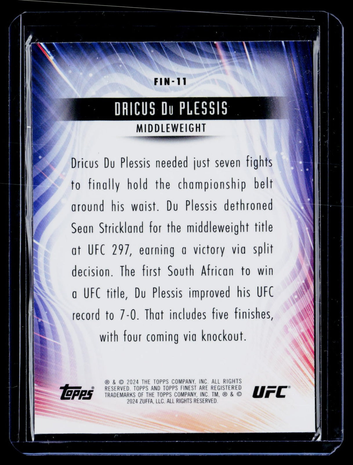 Dricus Du Plessis Topps Finest UFC - Finishers FIN-11 NM