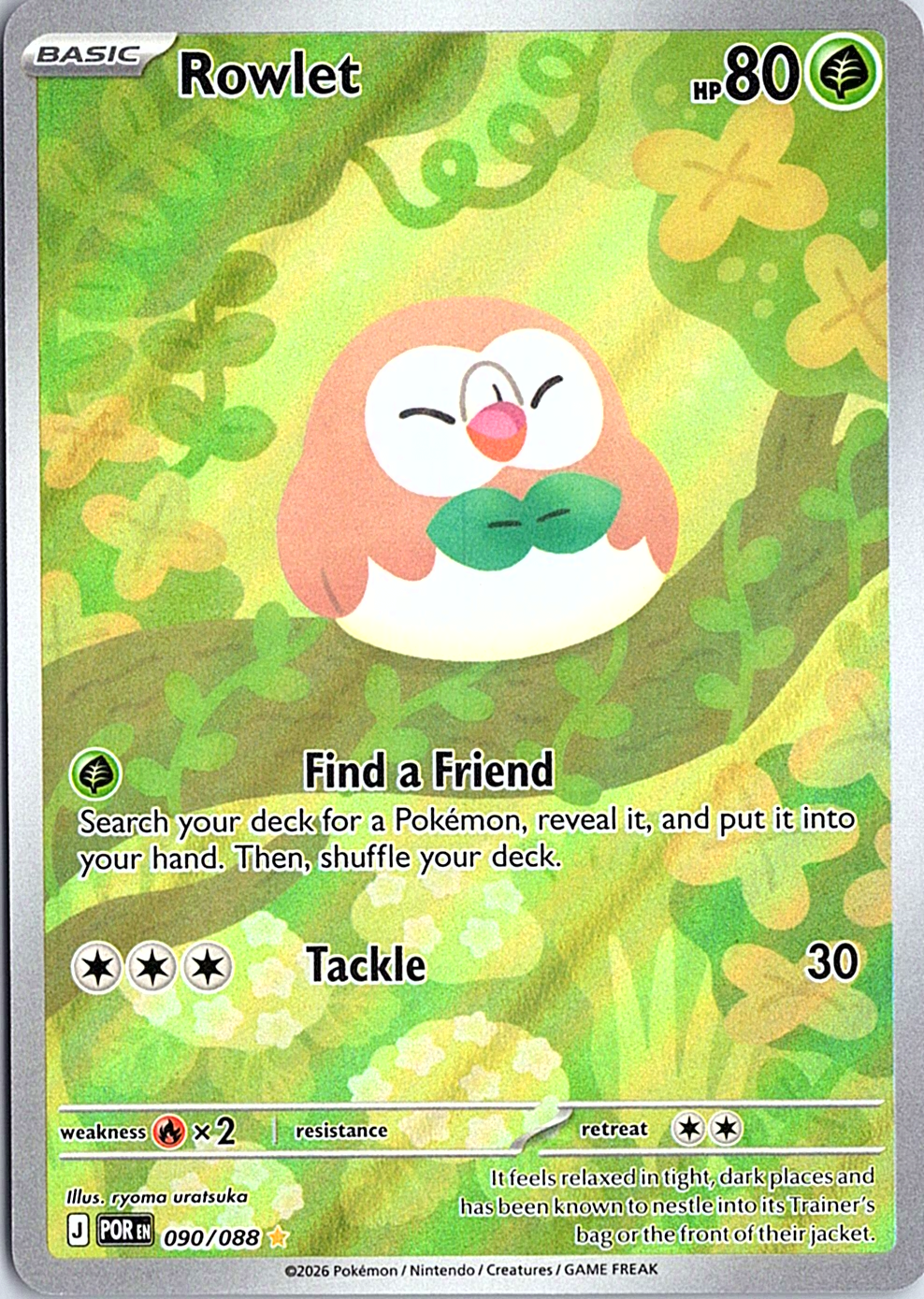 Rowlet Illustration Rare ME03: Perfect Order 090/088 NM