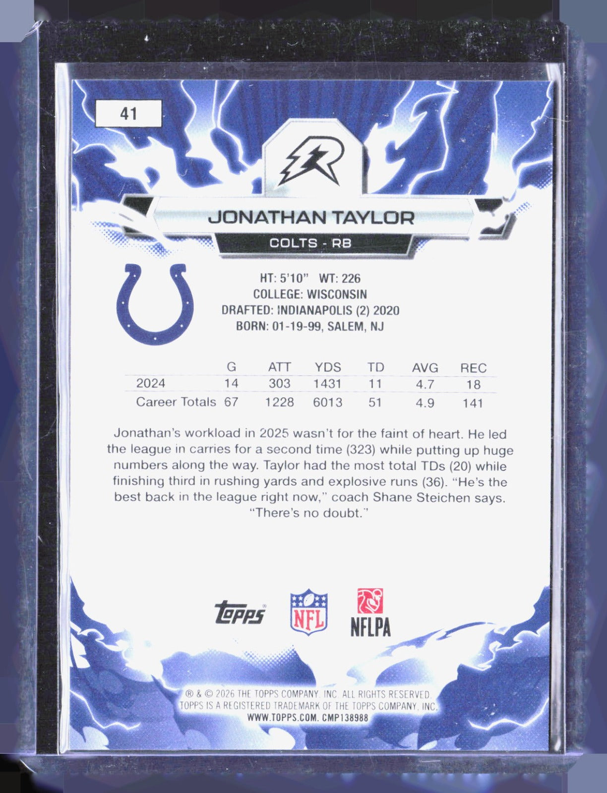 2025 Topps Resurgence - Gold Power Surge Refractor Jonathan Taylor 41 /50