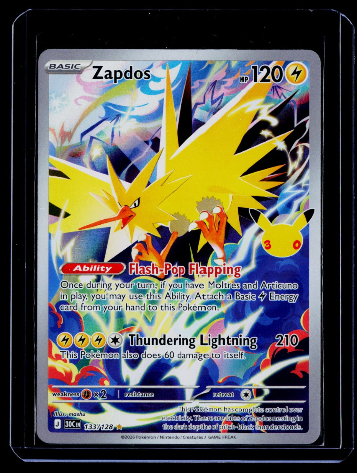 Zapdos Holo ME: 30th Celebration 133/128 NM