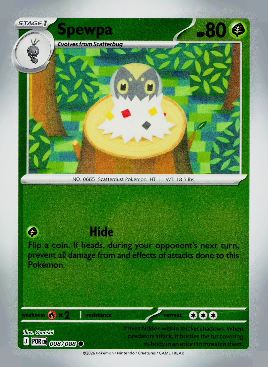 Spewpa POR 008/088 Reverse Holo NM