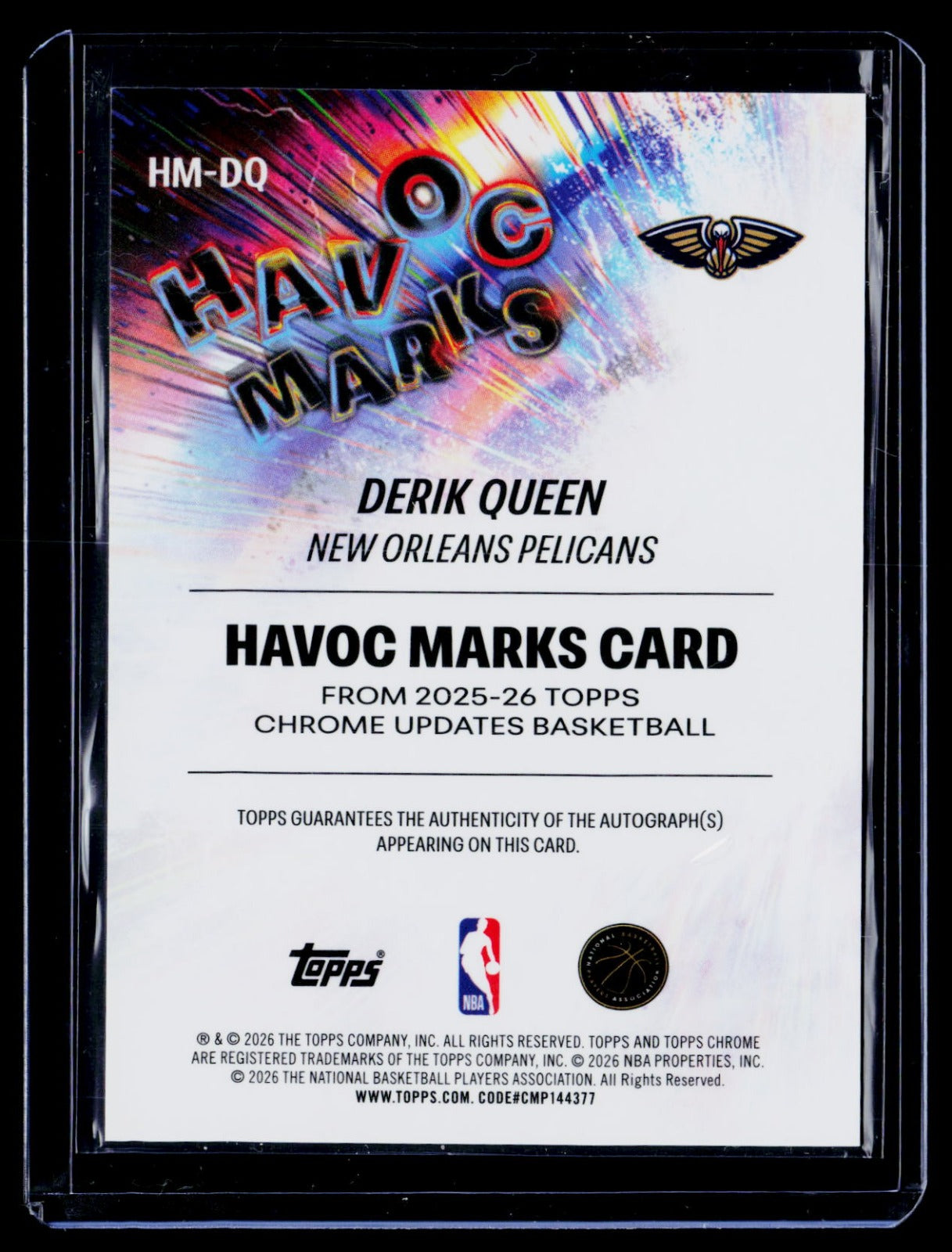 Derik Queen Topps Chrome Update - Havoc Marks HM-DQ NM