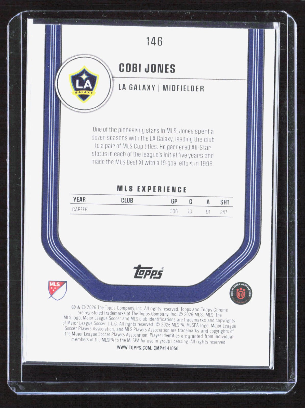 2026 Topps Chrome MLS - Purple Refractor Cobi Jones 146 /75 Los Angeles Galaxy