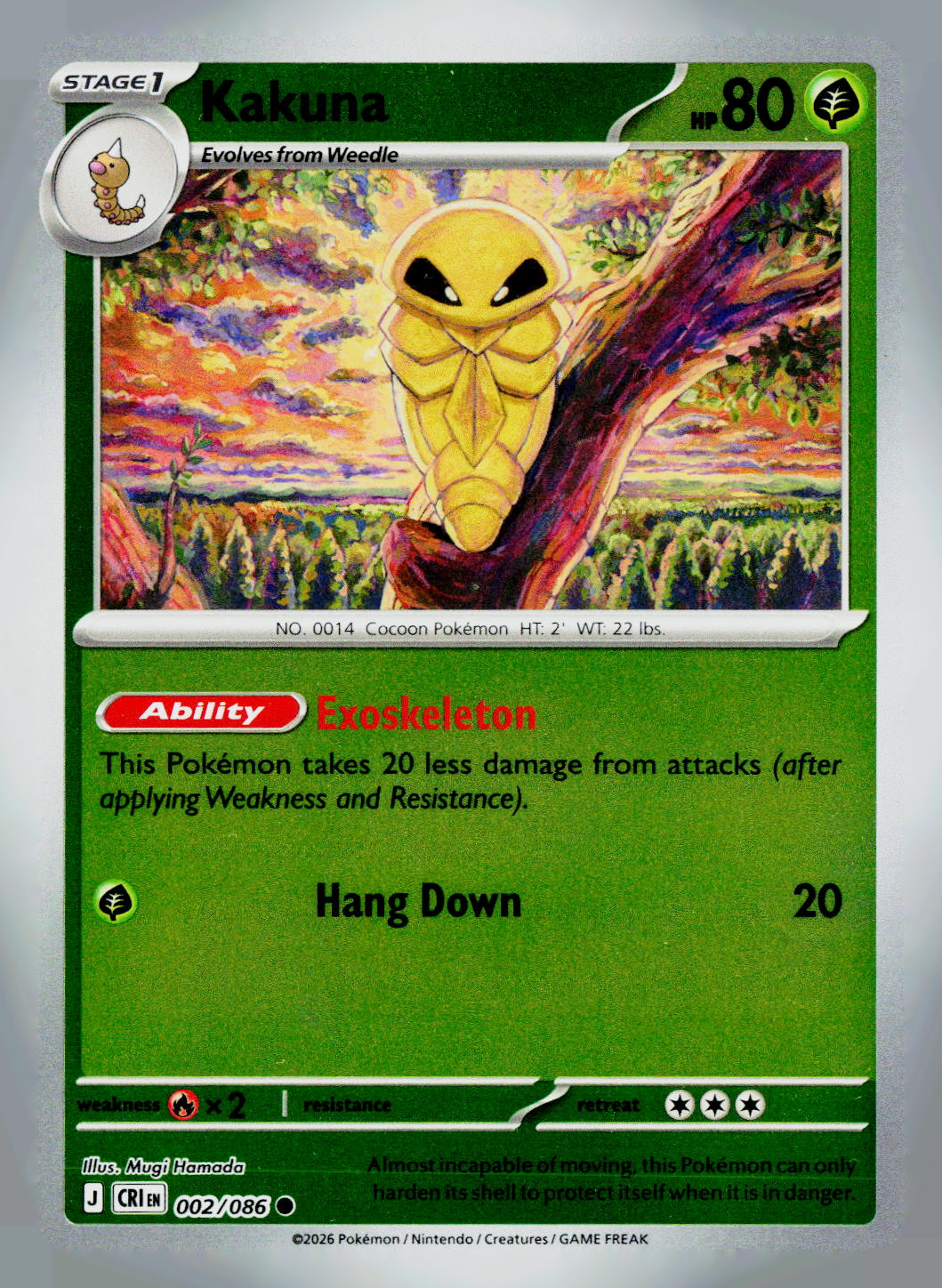 Kakuna CRI 002/086 Reverse Holo NM