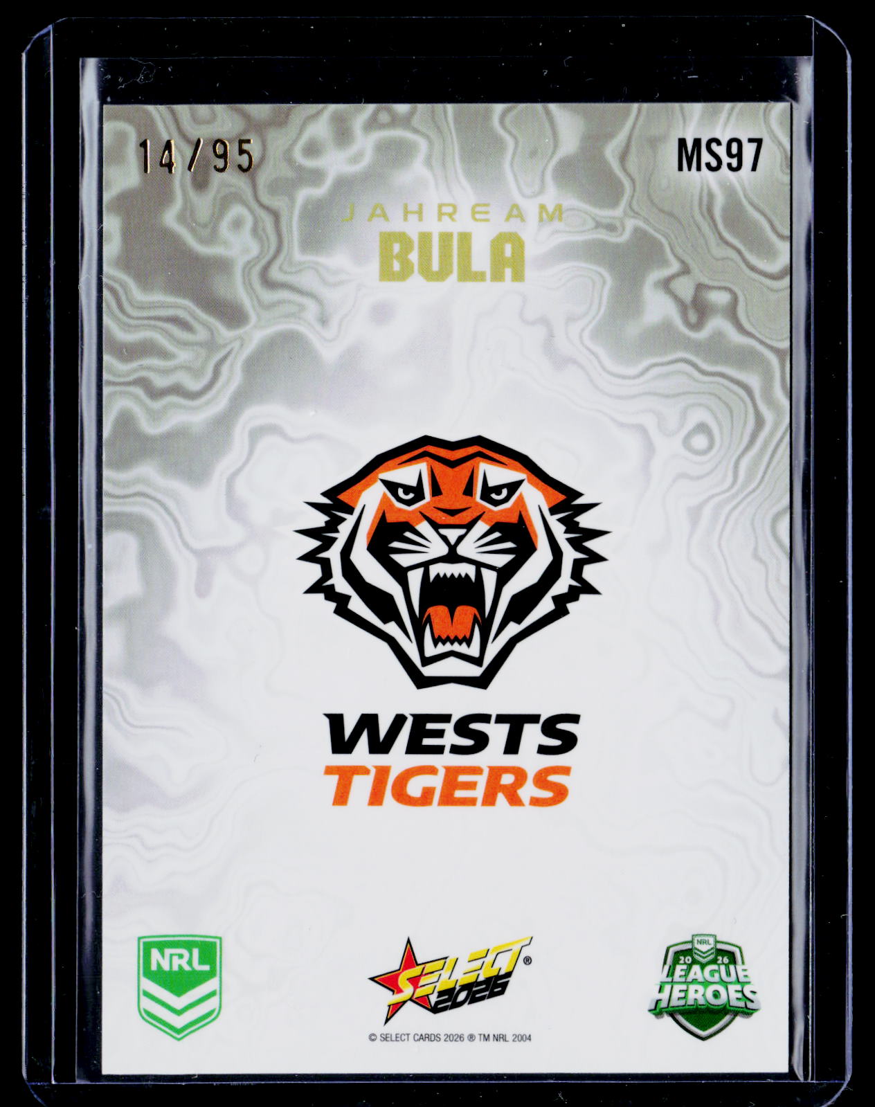 2026 Select NRL League Heroes - Jahream Bula Mercury Sterling 14/95 MS97