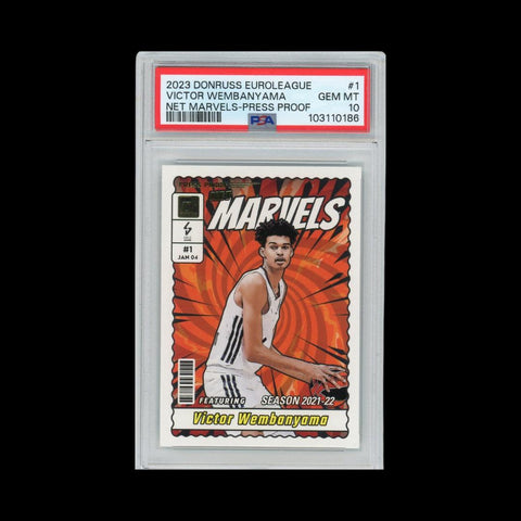 2023-24 Donruss Turkish Airlines EuroLeague #1 Victor Wembanyama Net Marvels PSA 10