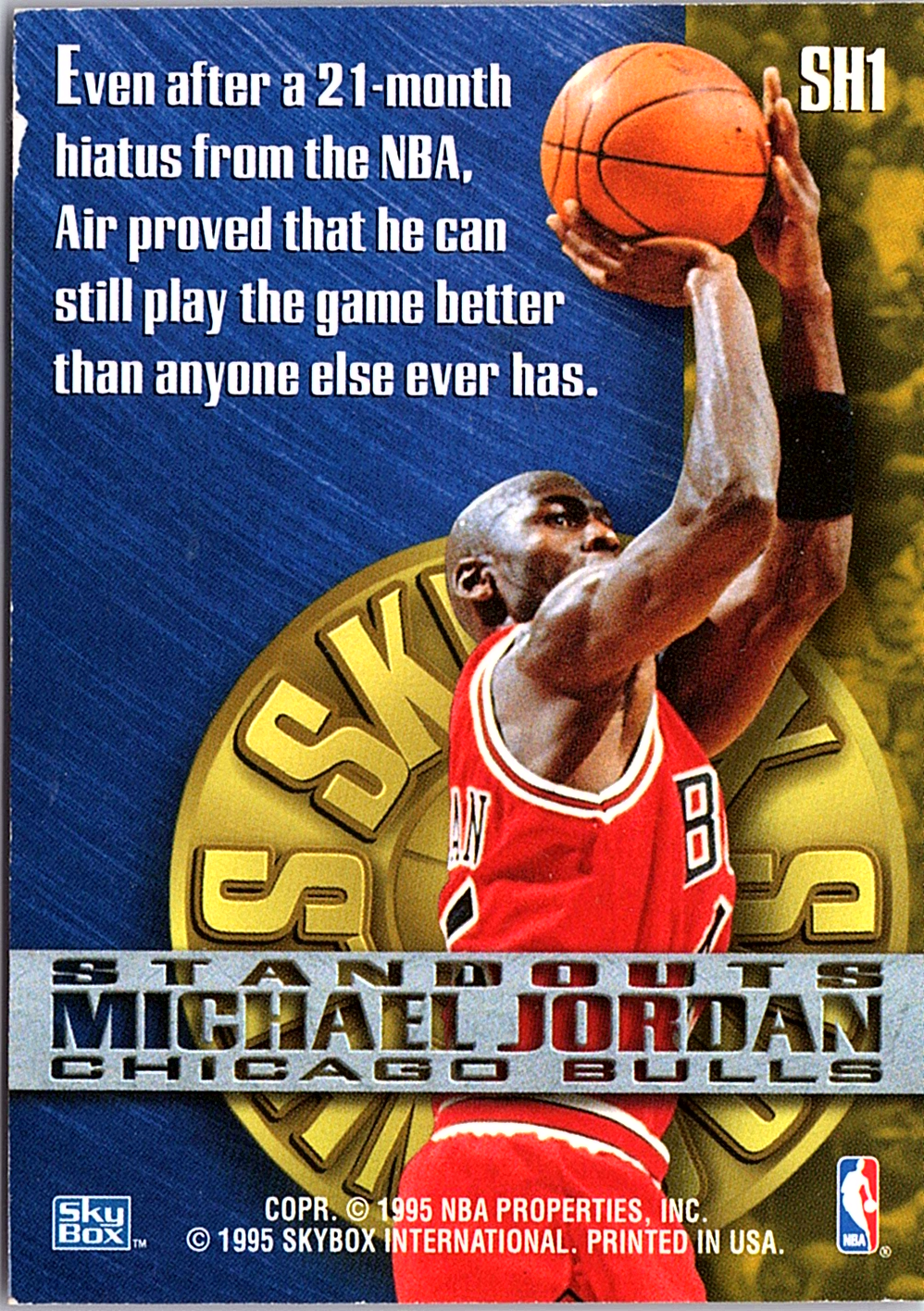 Michael Jordan SkyBox Premium - Standouts Hobby SH1 LP (Back)