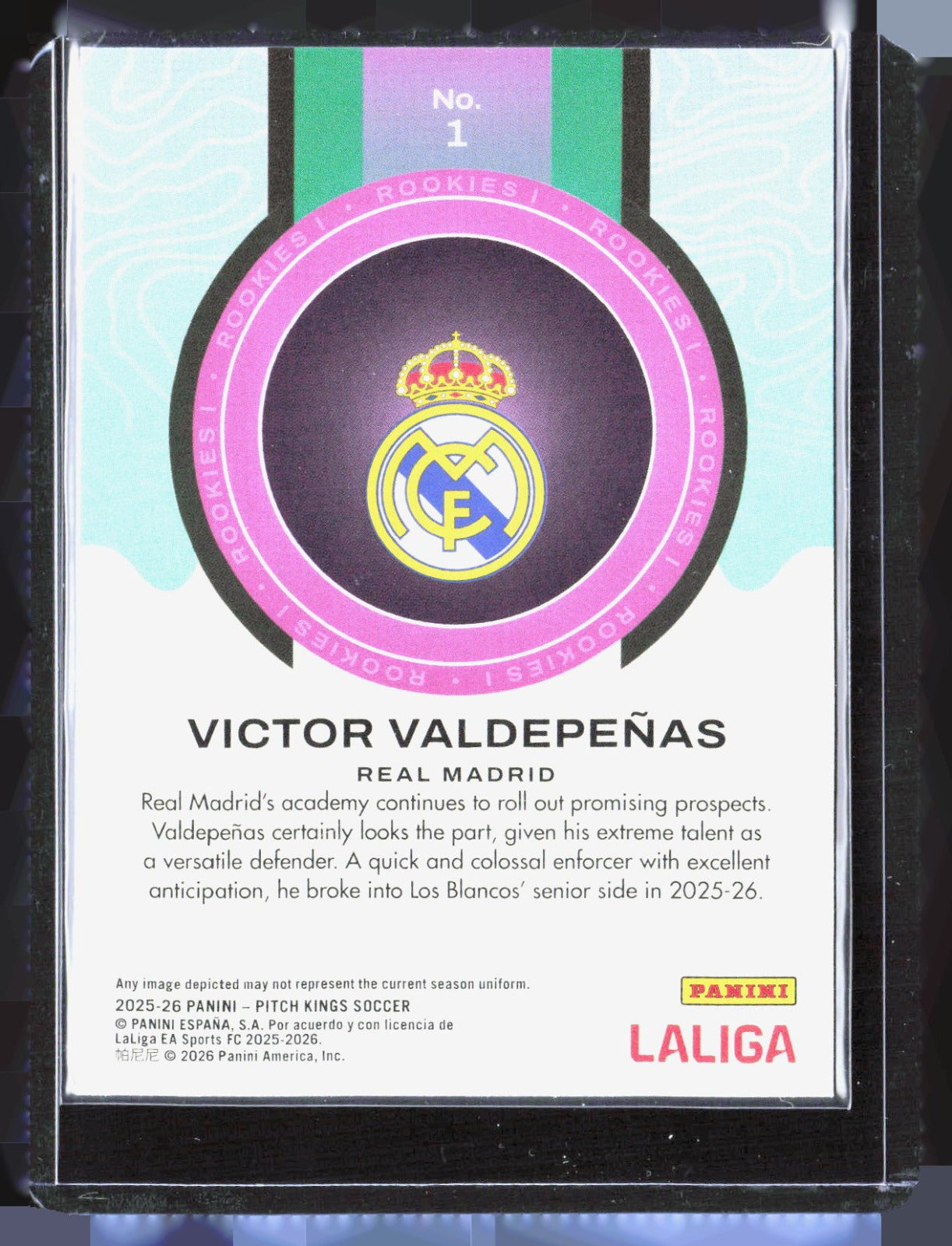 Victor Valdepenas 2025-26 Panini Pitch Kings Rookie Rookies I #1 Real Madrid