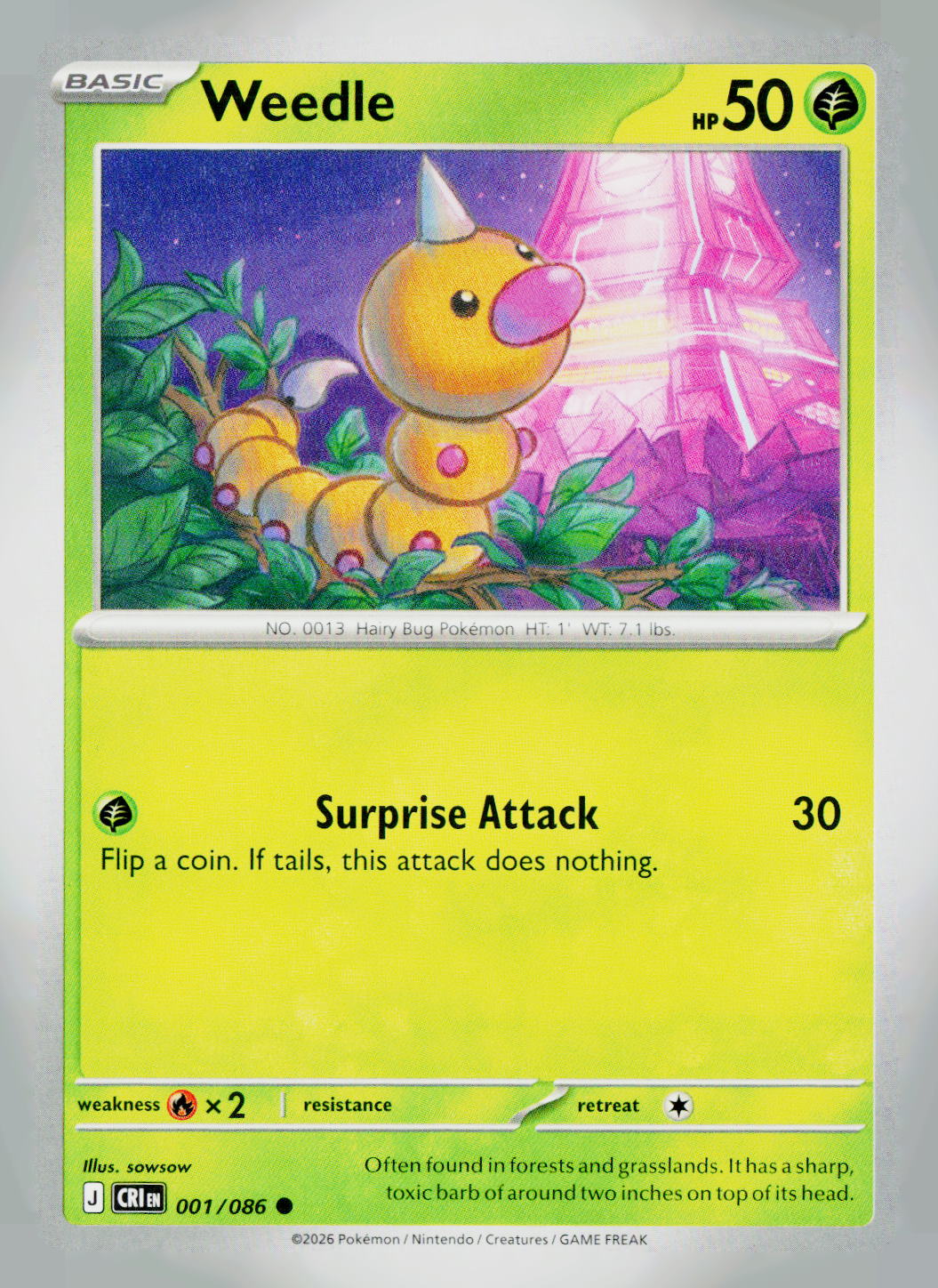 Weedle CRI 001/086 NM