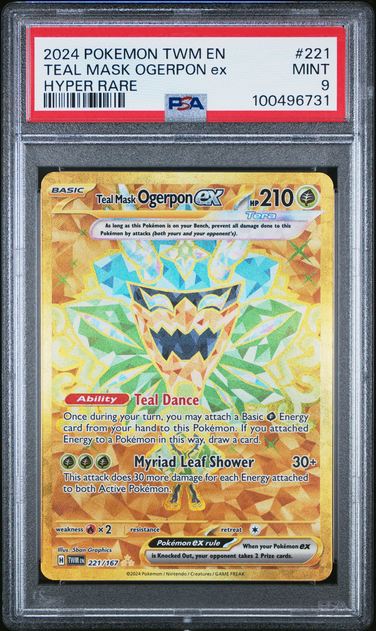 2024 Pokemon Twm En-Twilight Masquerade #221 Teal Mask Ogerpon Ex Hyper Rare PSA 9