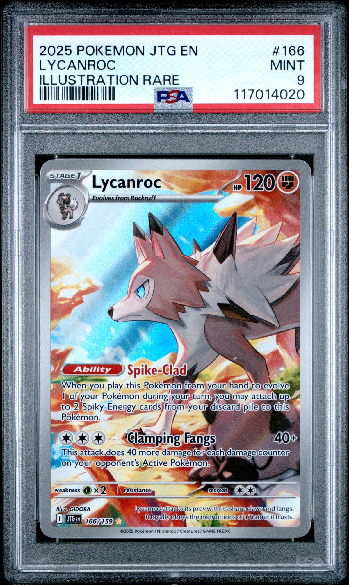 2025 Pokemon Jtg En-Journey Together #166 Lycanroc Illustration Rare PSA 9