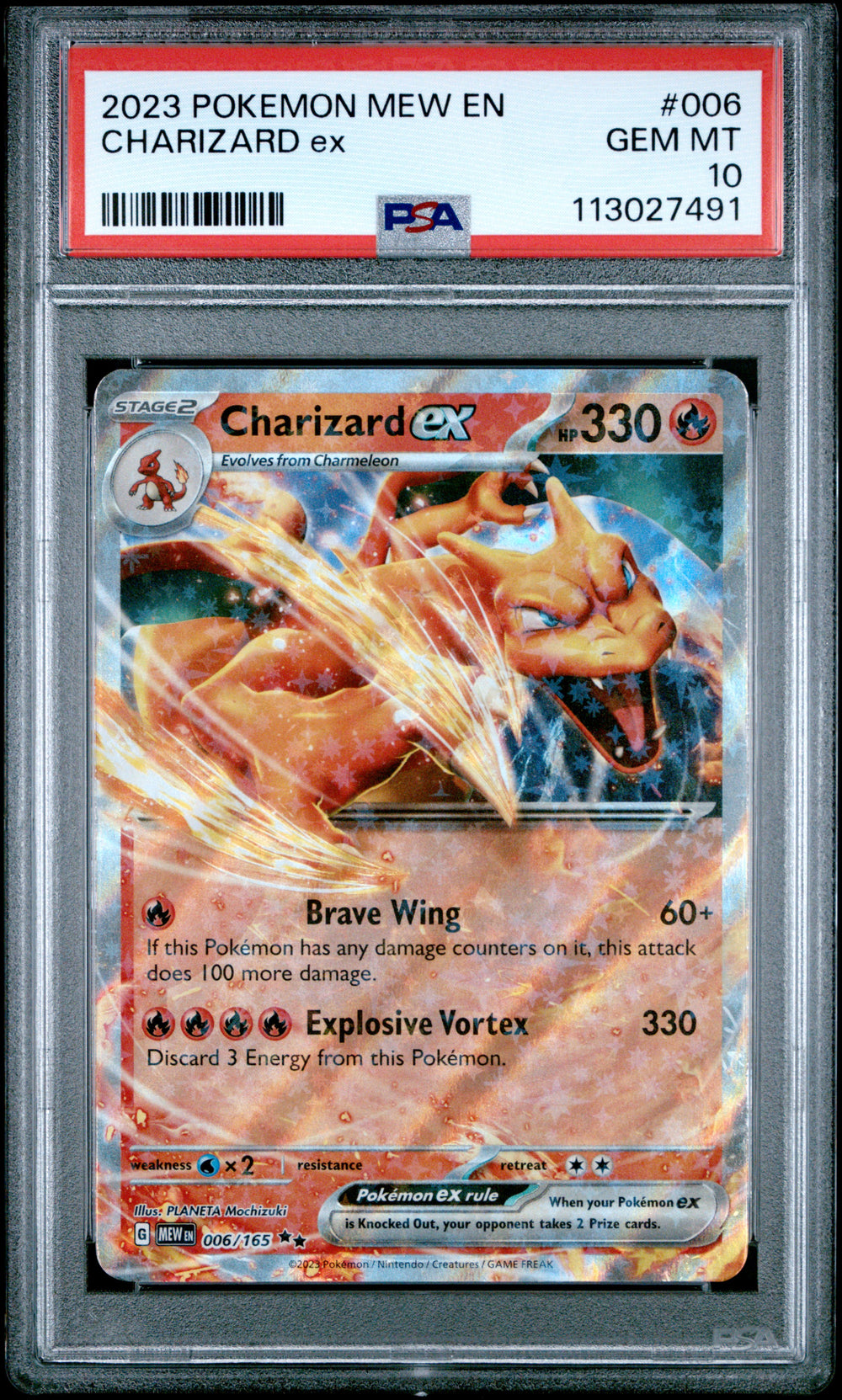 2023 Pokemon Mew En-151 #006 Charizard Ex PSA 9
