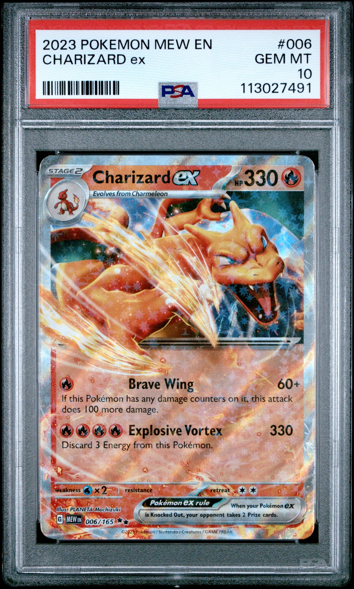 2023 Pokemon Mew En-151 #006 Charizard Ex PSA 9