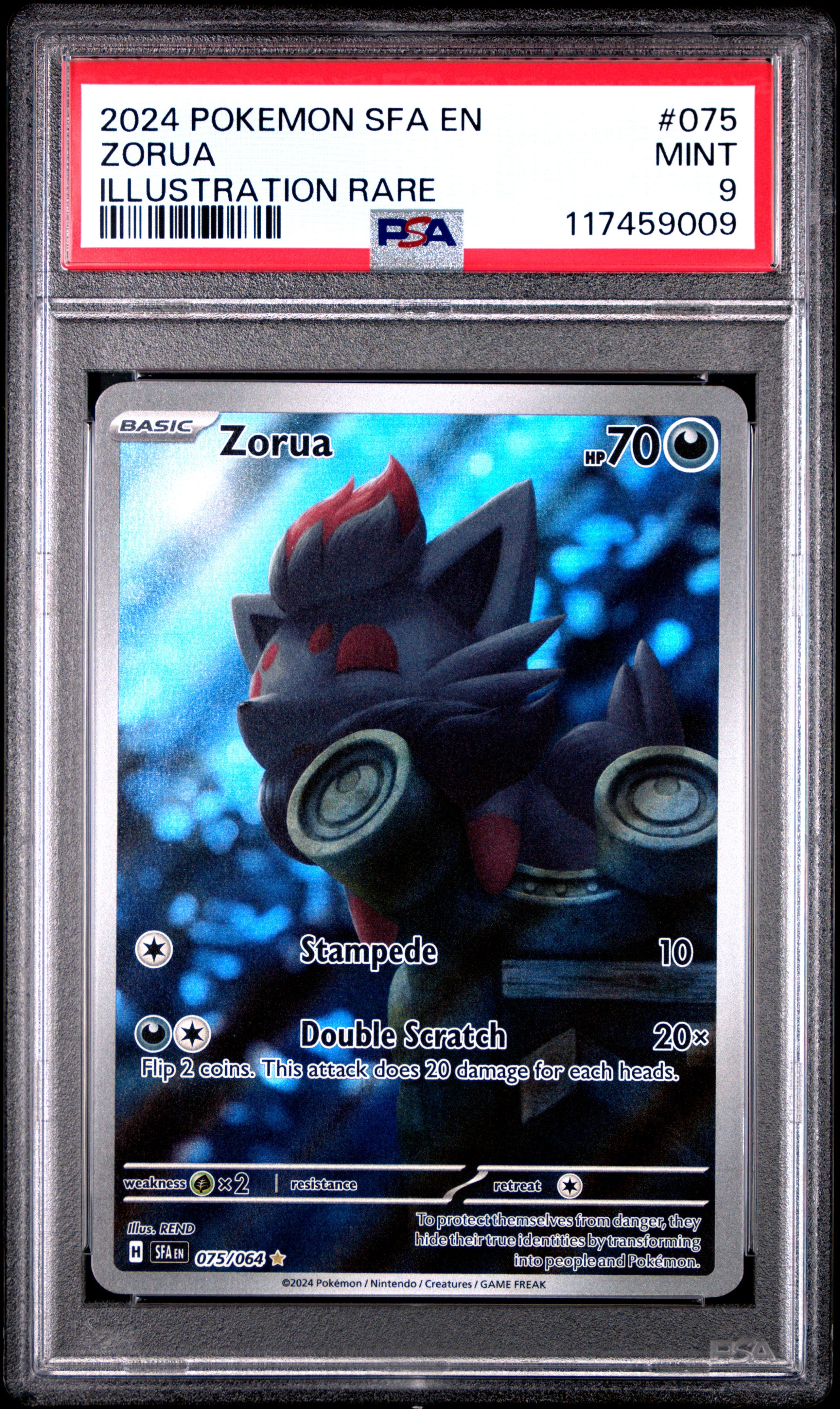 2024 Pokemon Sfa En-Shrouded Fable #075 Zorua Illustration Rare PSA 9