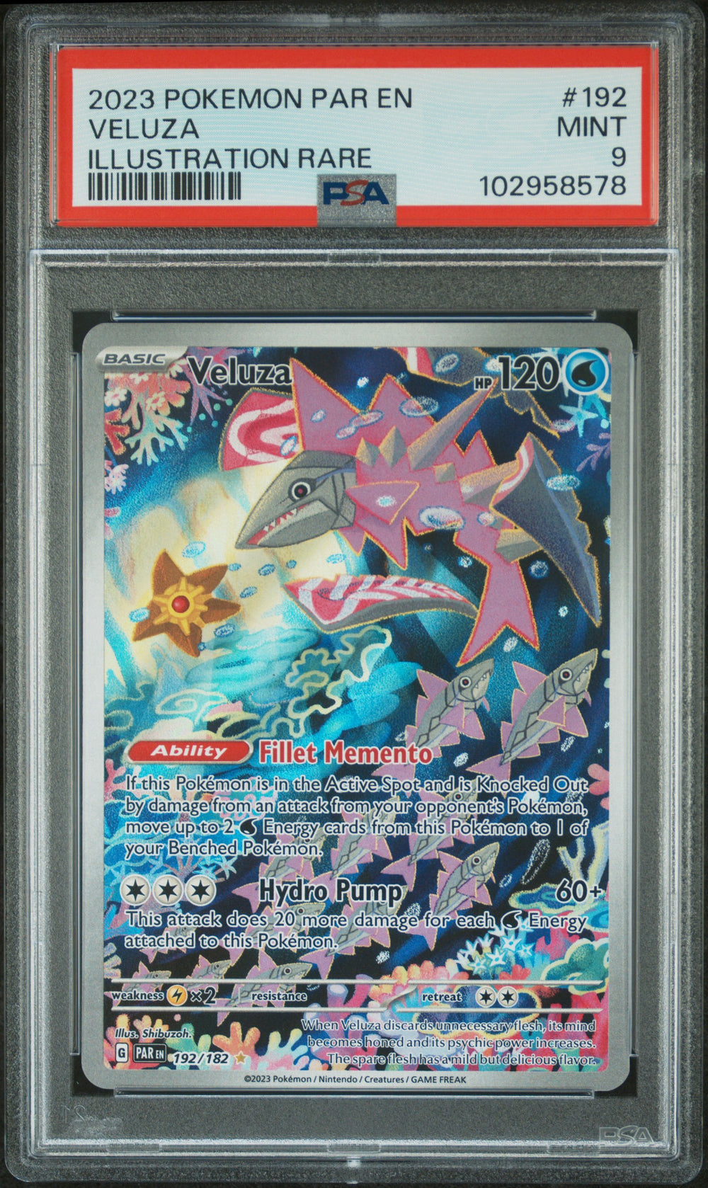2023 Pokemon Par En-Paradox Rift #192 Veluza Illustration Rare PSA 9