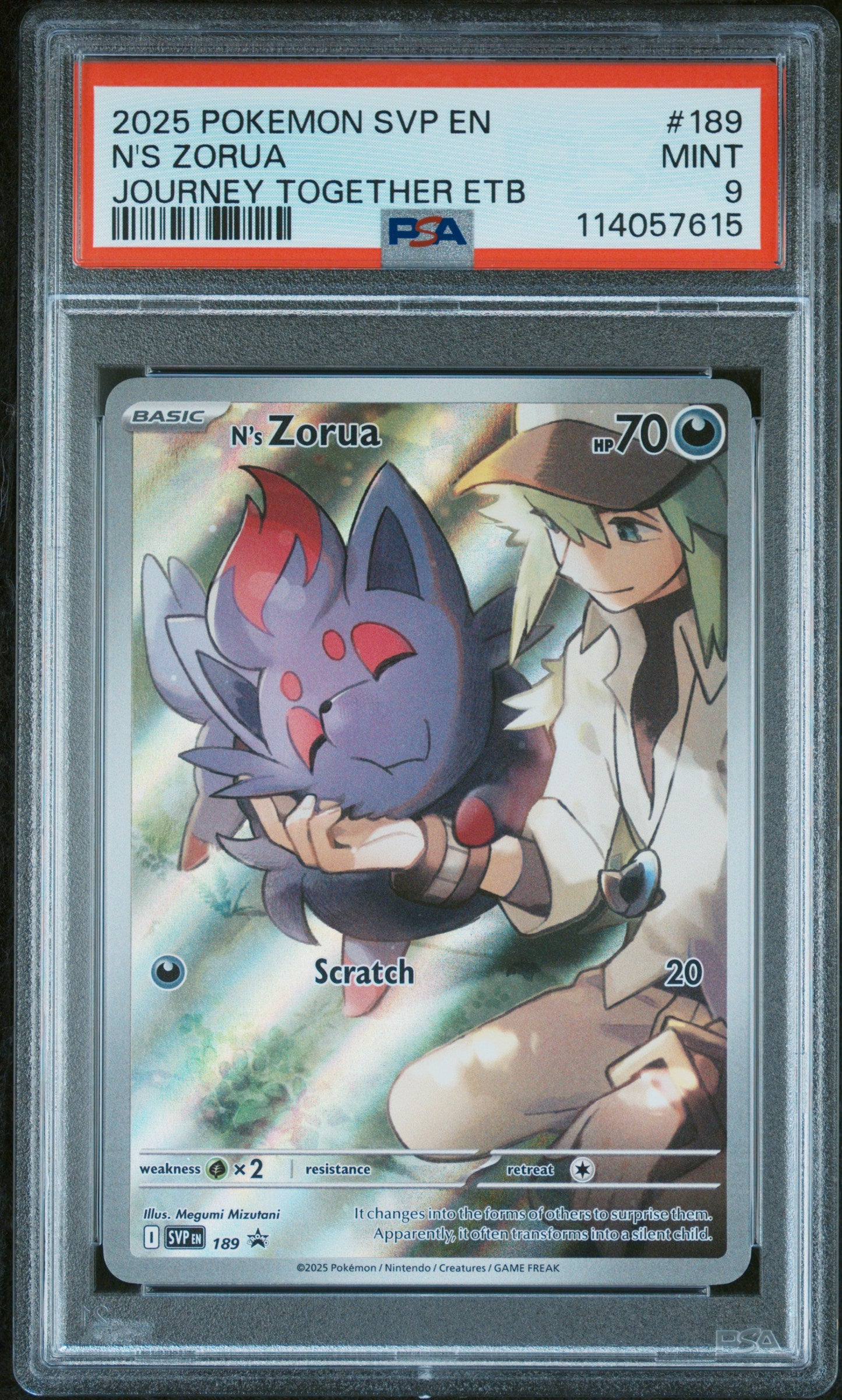 2025 Pokemon Svp En-Sv Black Star Promo #189 N'S Zorua Journey Together Etb PSA 9