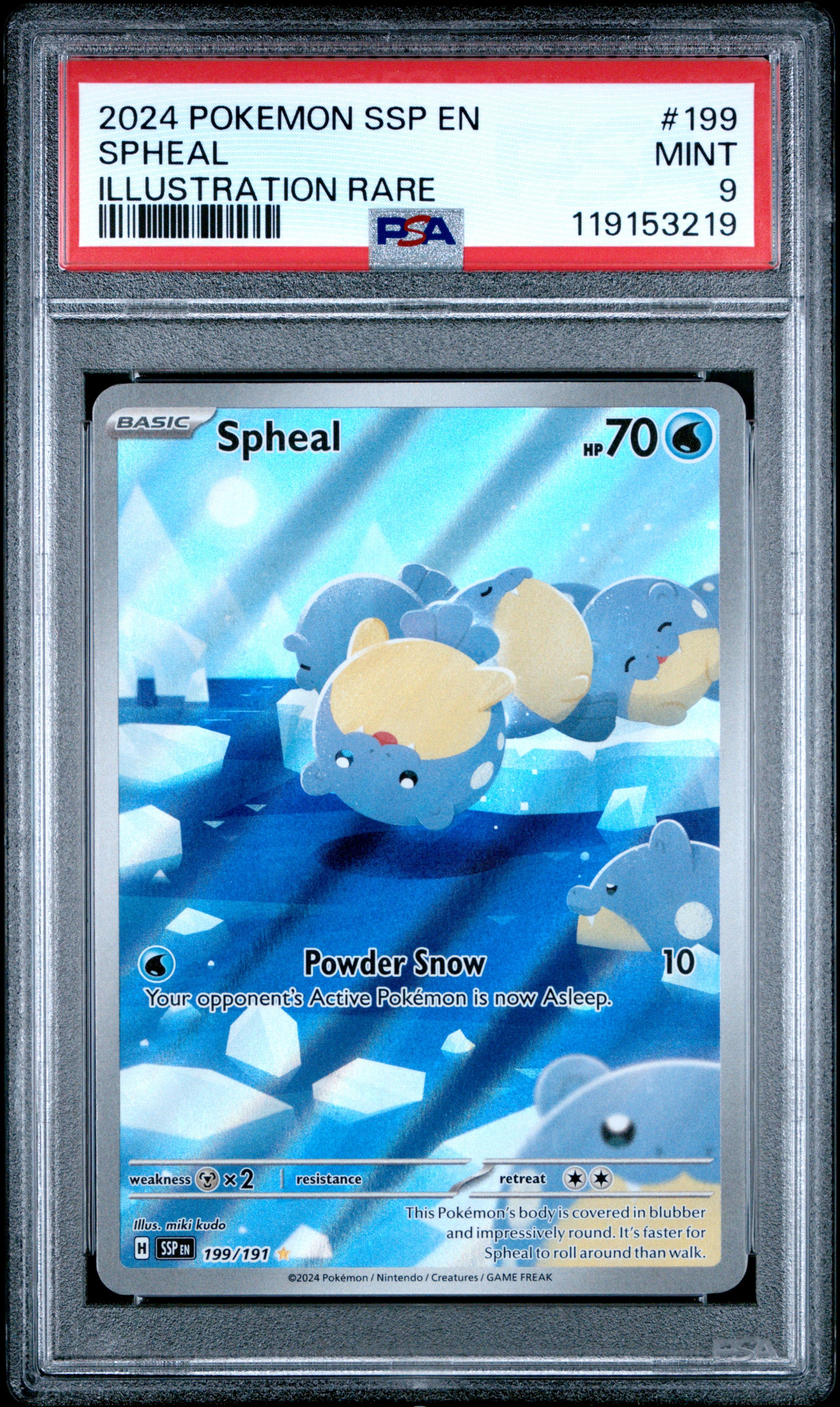 2024 Pokemon Ssp En-Surging Sparks #199 Spheal Illustration Rare PSA 9