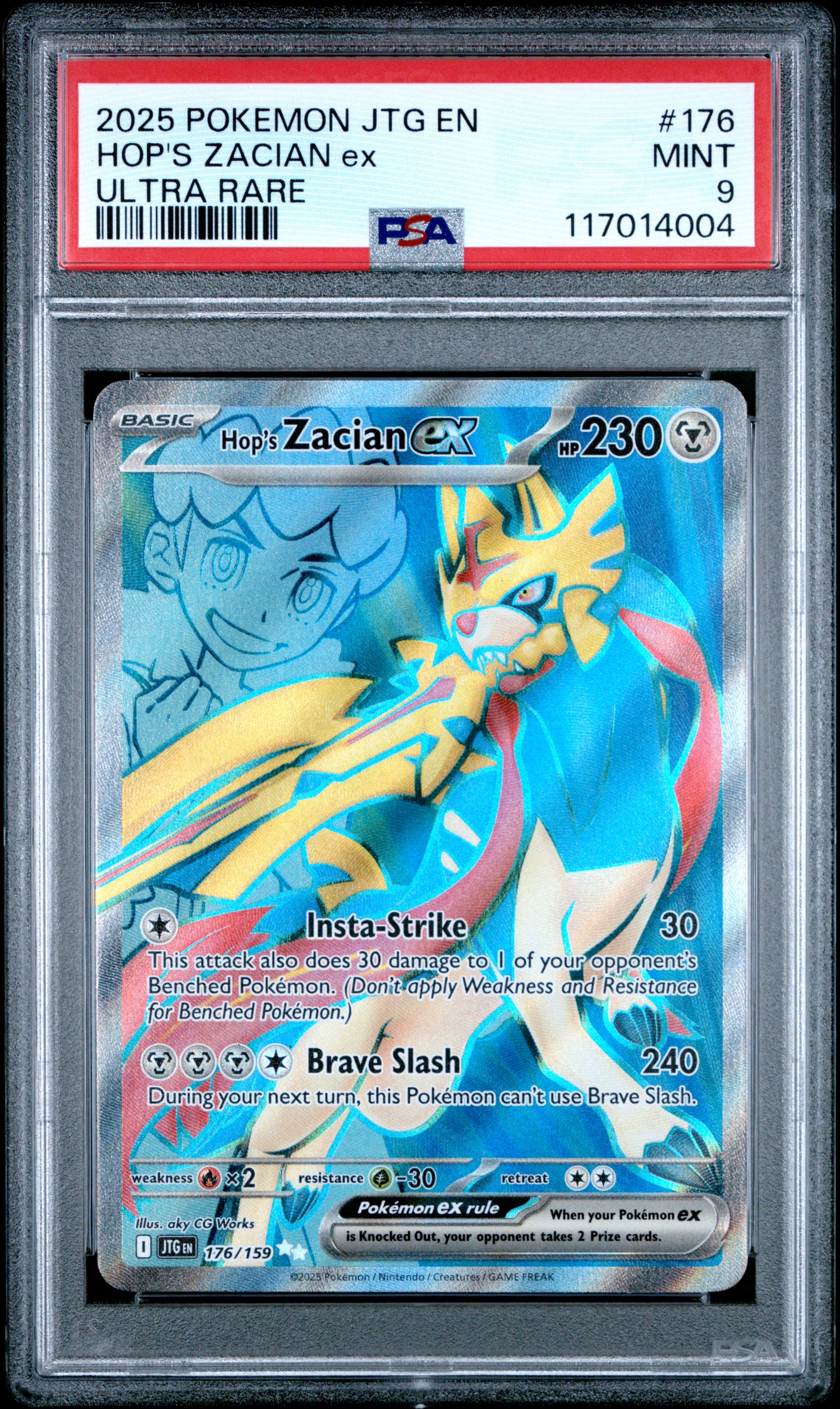 2025 Pokemon Jtg En-Journey Together #176 Hop'S Zacian Ex Ultra Rare PSA 9