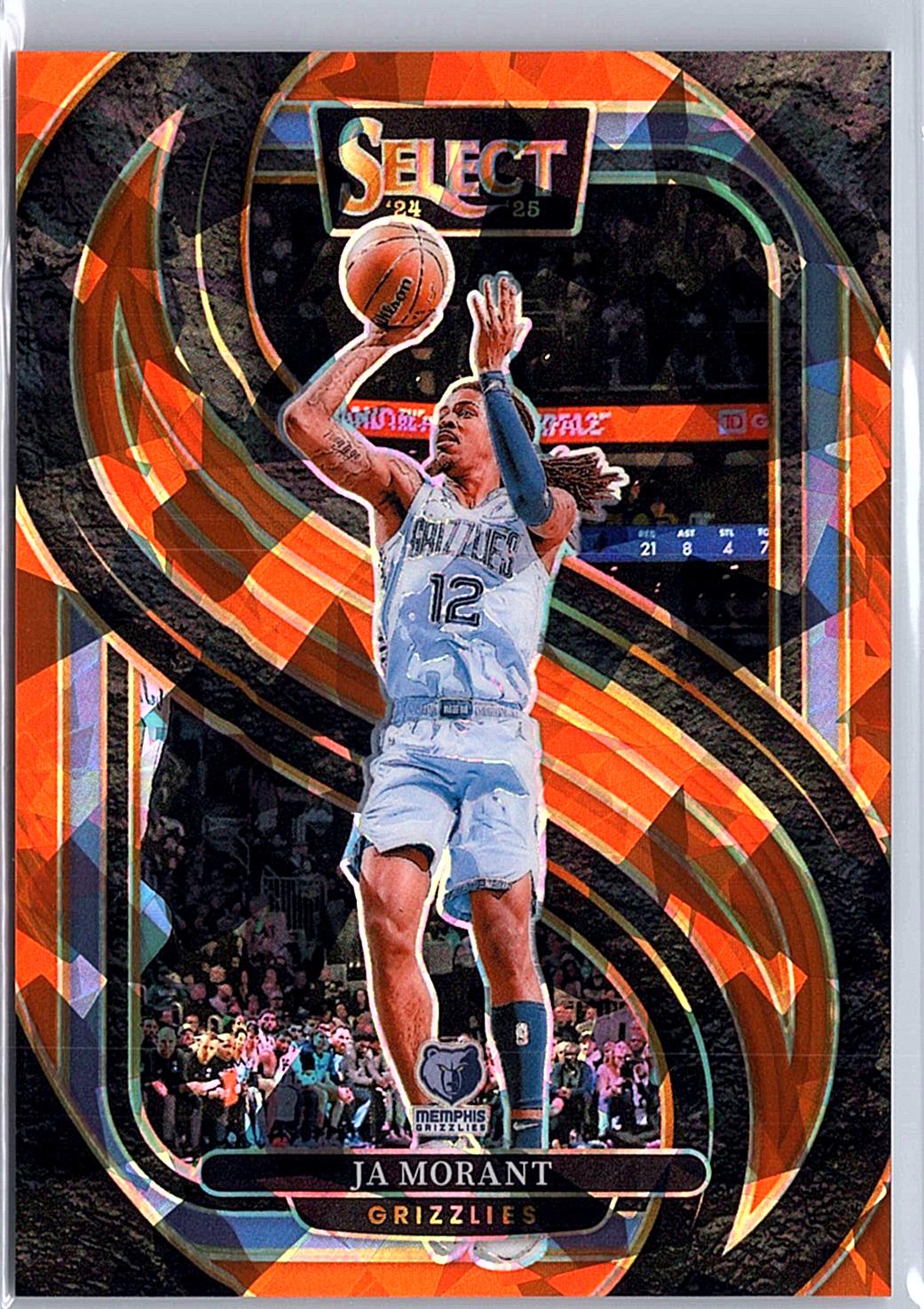 2024-25 Panini Select #60 Ja Morant Orange Cracked Ice Prizm #/275