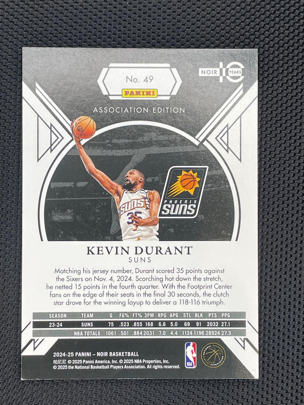 2024-25 Panini Noir #49 Kevin Durant #/99