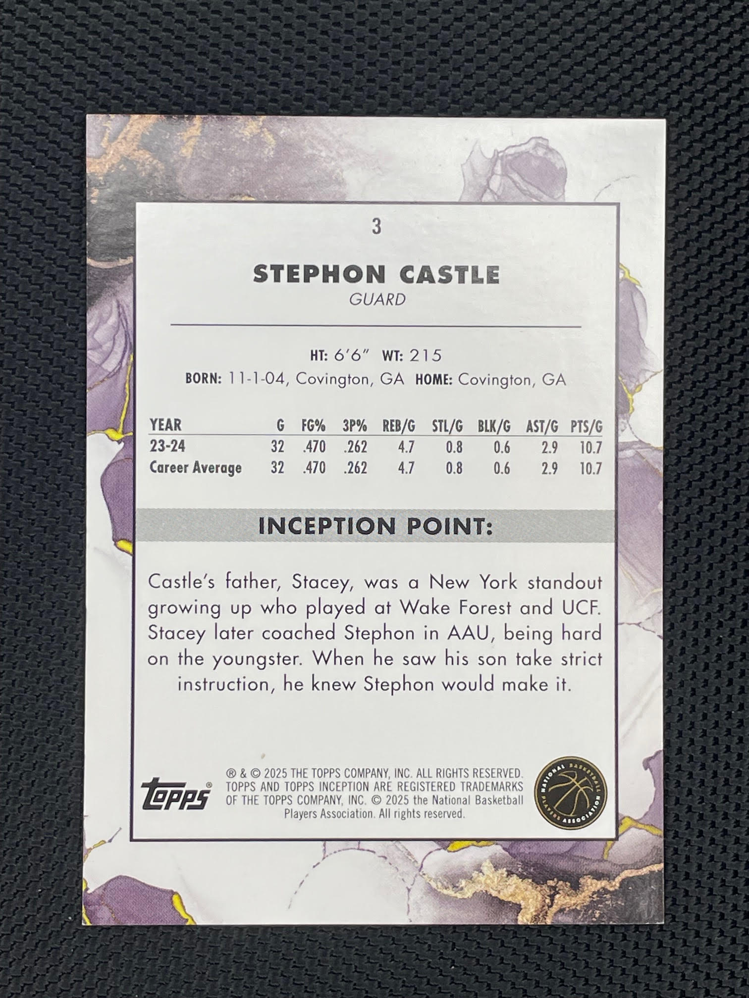 2024-25 Topps Inception #3 Stephon Castle Holo Gold #/50