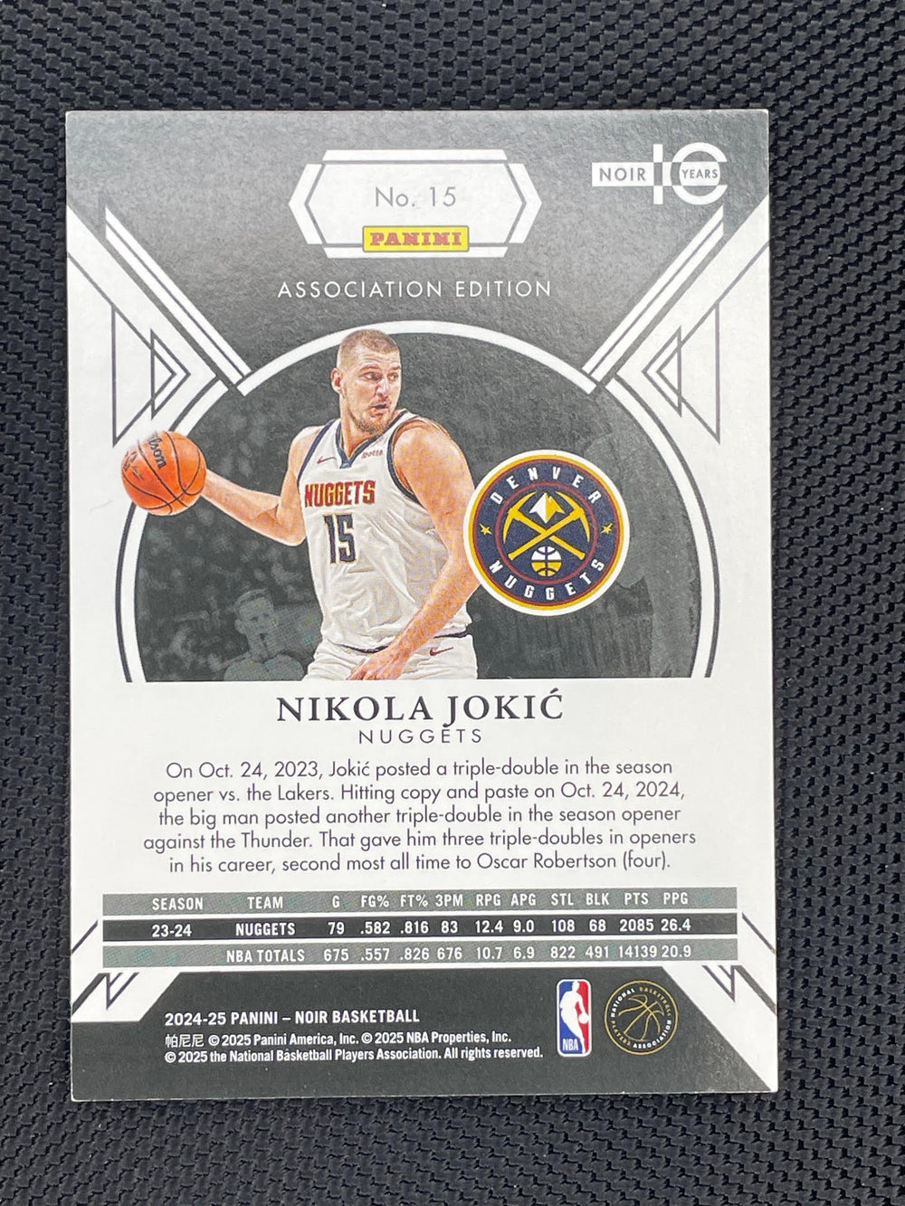 2024-25 Panini Noir #15 Nikola Jokic Holo Silver #/49