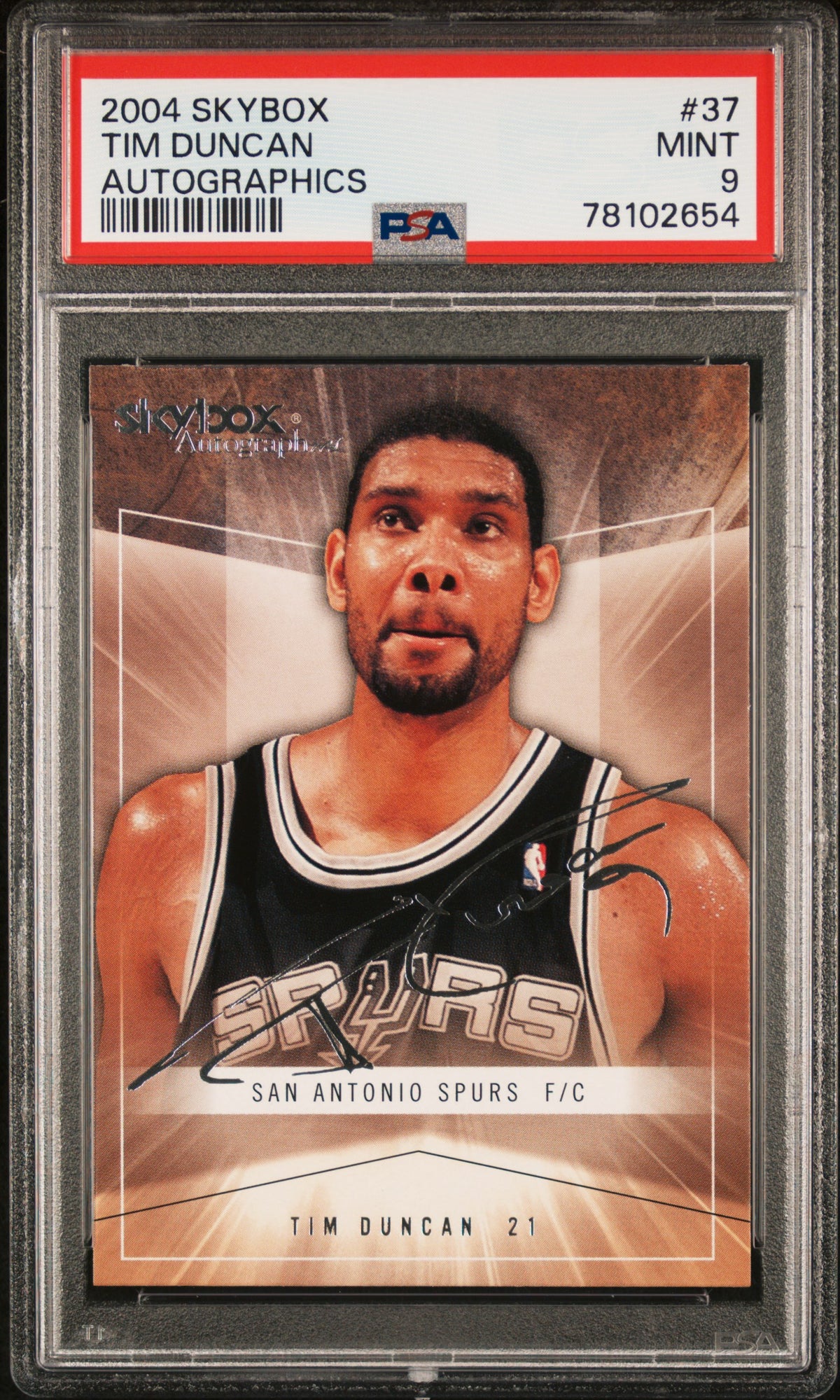 2004 Skybox Autographics #37 Tim Duncan Autographics PSA 9
