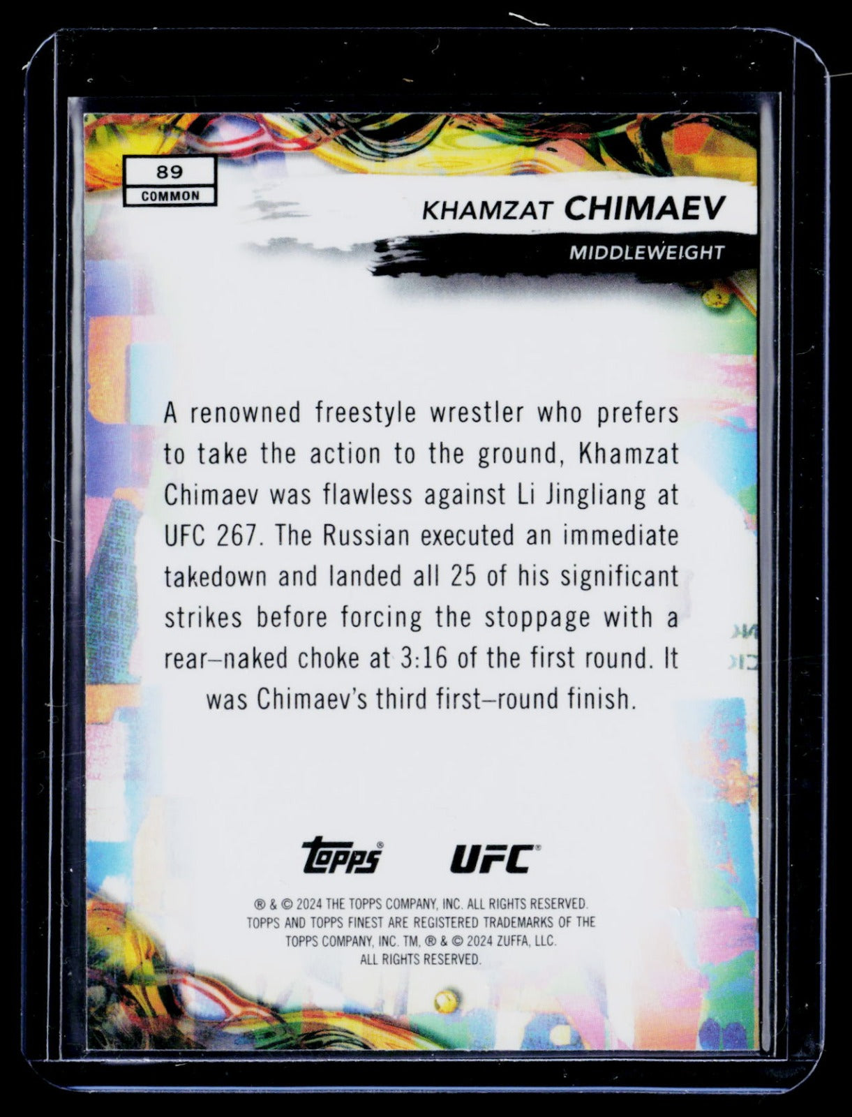 Khamzat Chimaev Topps Finest UFC - Aqua Glitter Refractors 89 NM