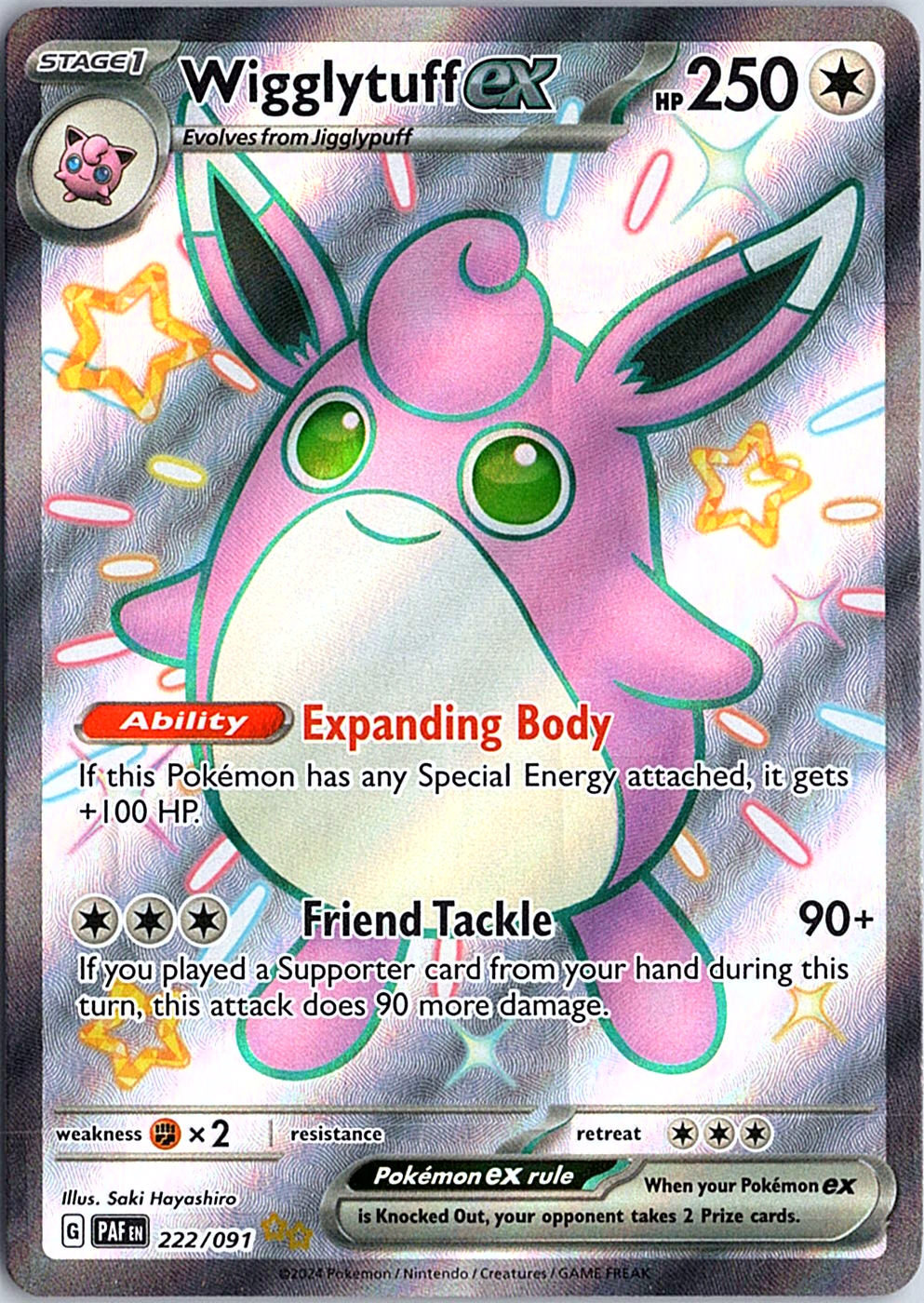 Wigglytuff ex Shiny Ultra Rare SV: Paldean Fates 222/091 NM