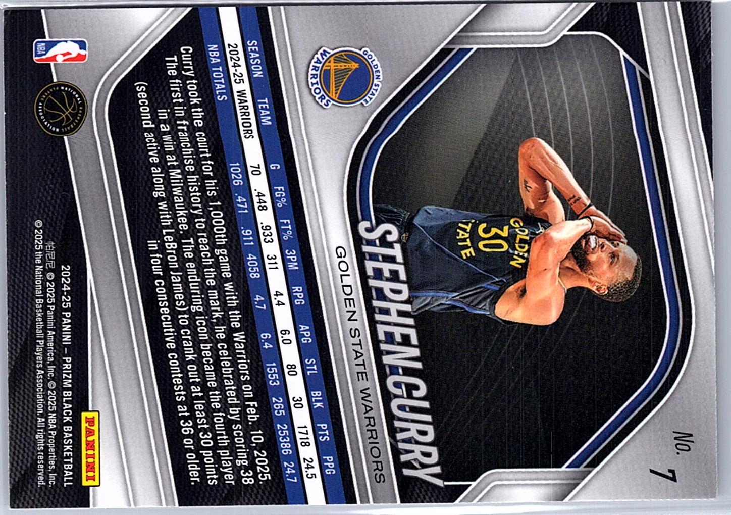 2024-25 Panini Prizm Black #7 Stephen Curry