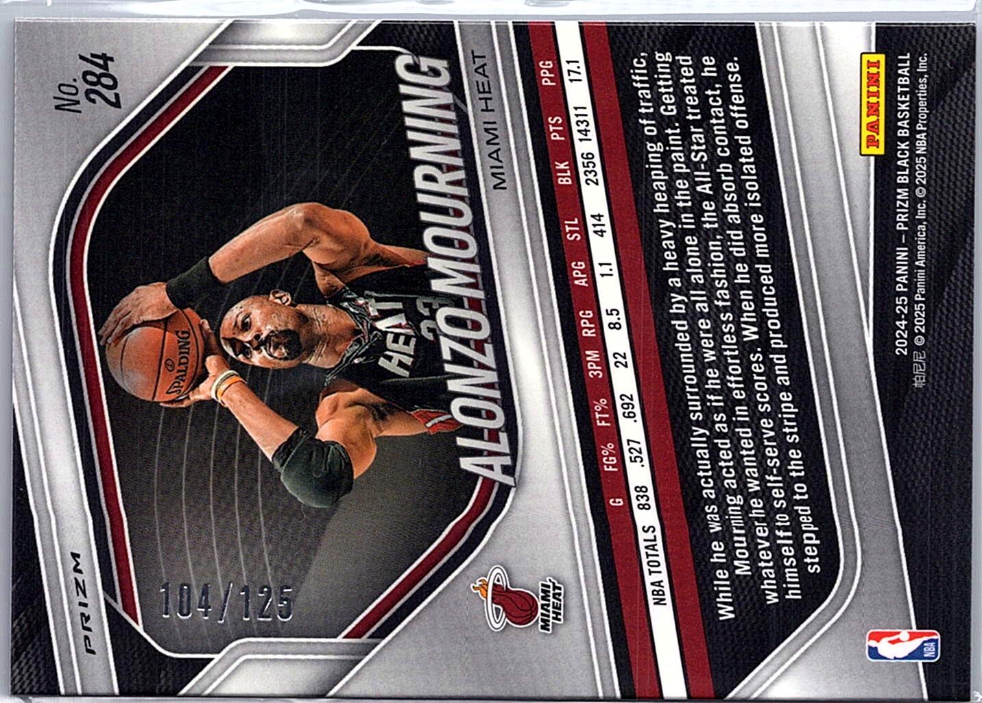 2024-25 Panini Prizm Black #284 Alonzo Mourning Blue Ice #/125