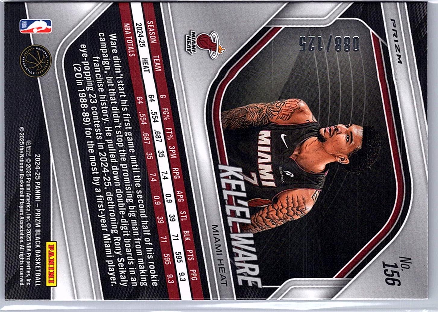 2024-25 Panini Prizm Black #156 Kel'el Ware Blue Ice RC