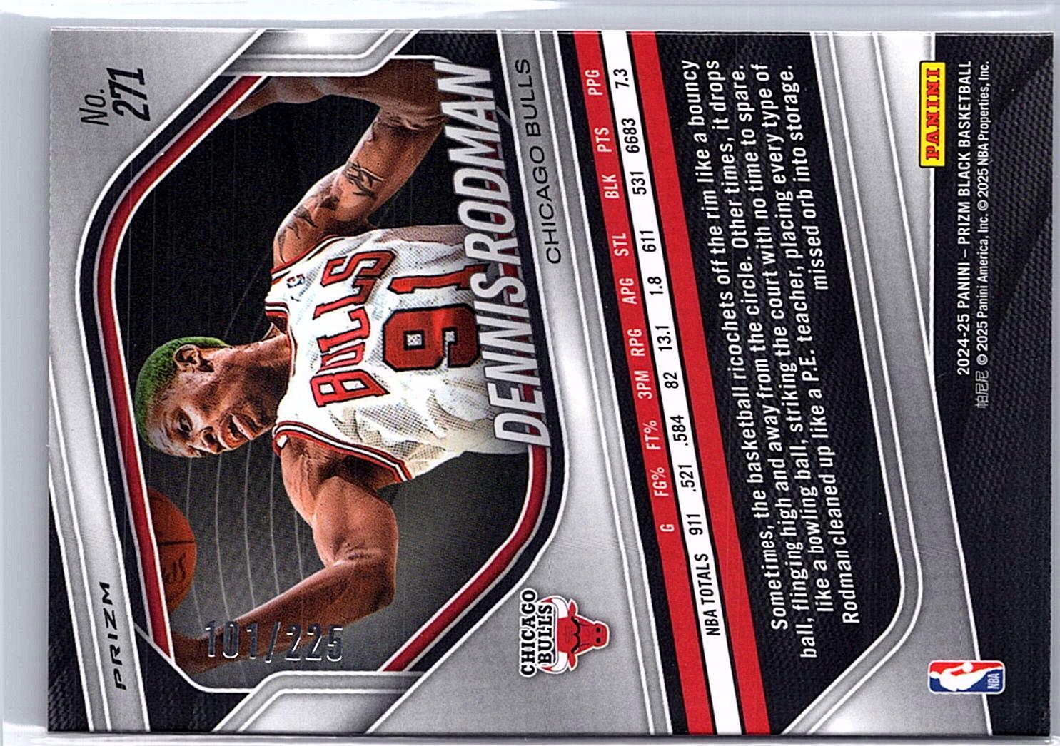 2024-25 Panini Prizm Black #271 Dennis Rodman Basketball #/225
