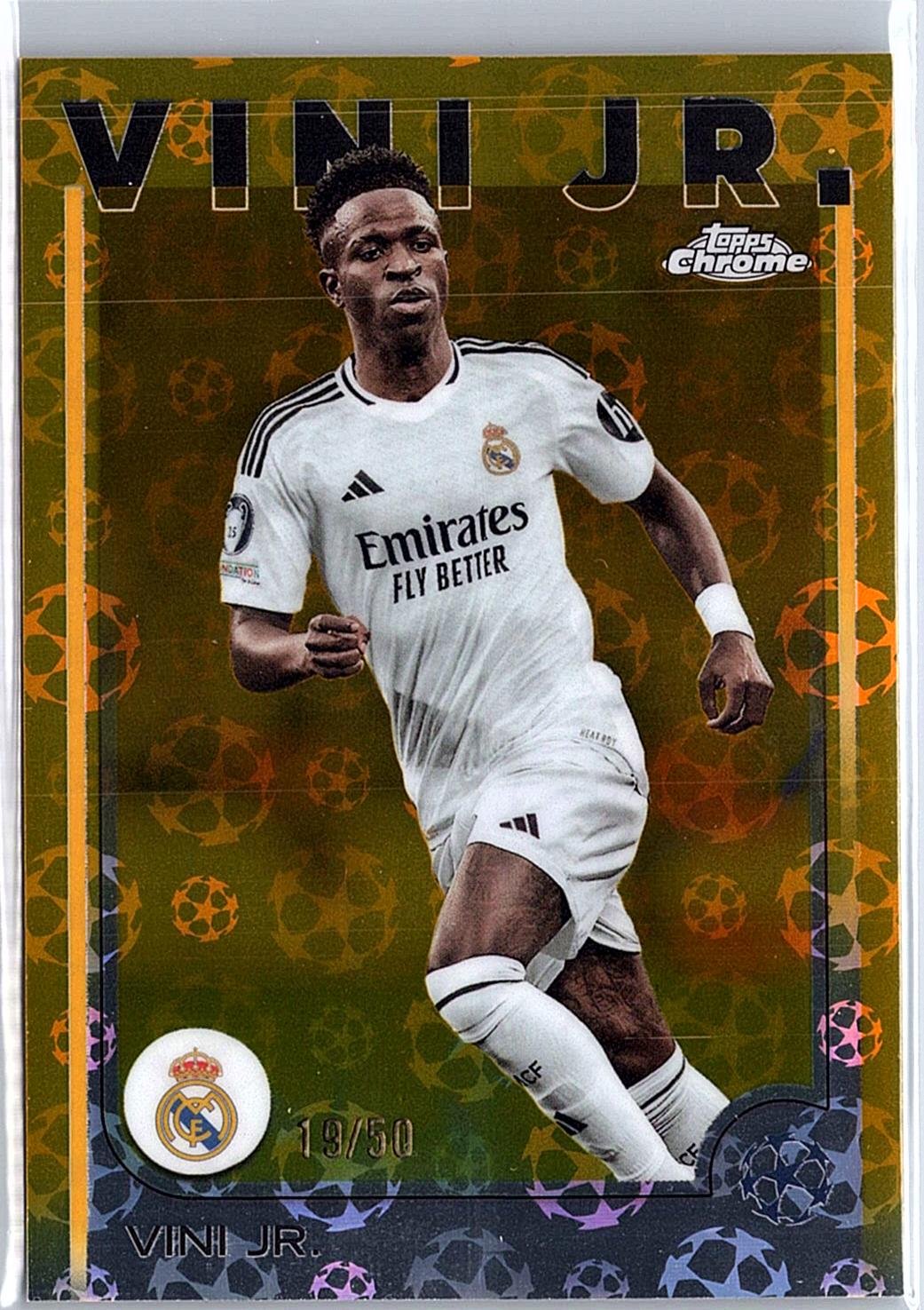2024-25 Topps Chrome Logofractor Edition UEFA Champions League #7 Vini Jr. Gold Starball Refractor #/50