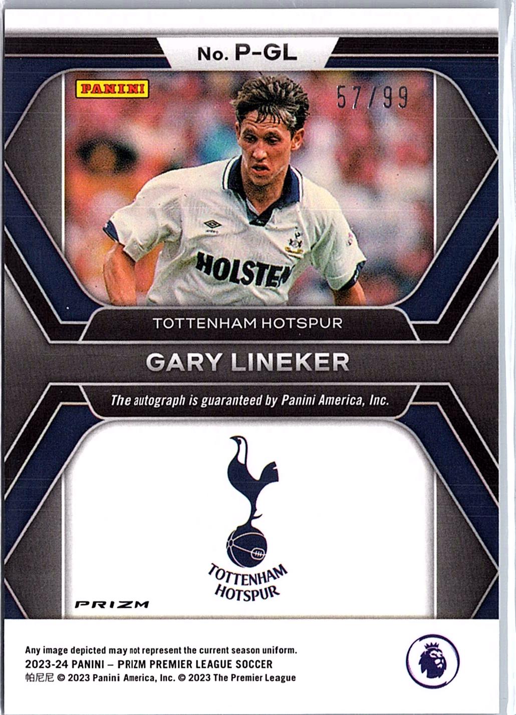 2023-24 Panini Prizm Premier League #P-GL Gary Lineker Penmanship Silver #/99