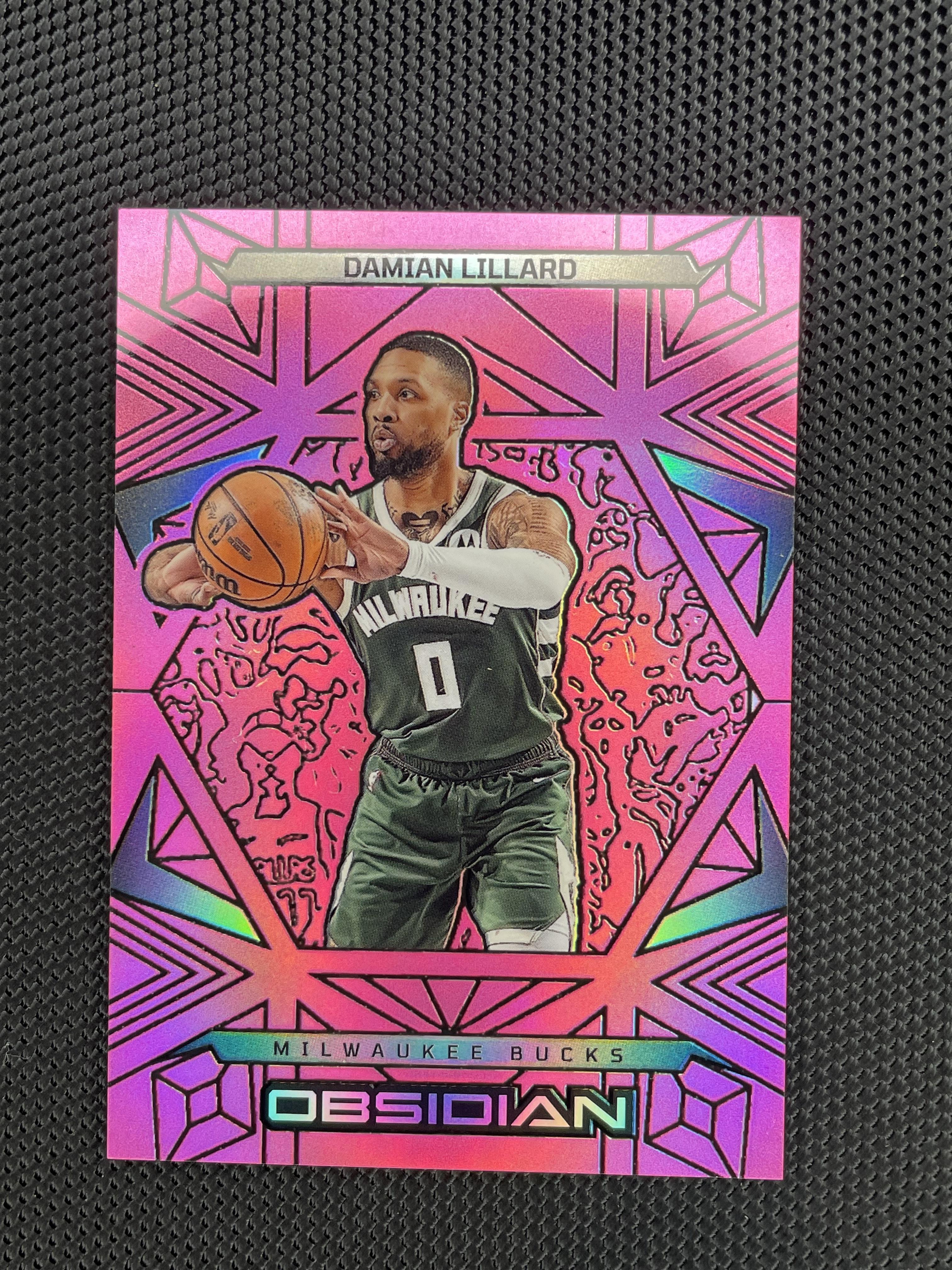 2024-25 Panini Obsidian #1 Damian Lillard Hotspot Electric Etch Pink Flood #/49